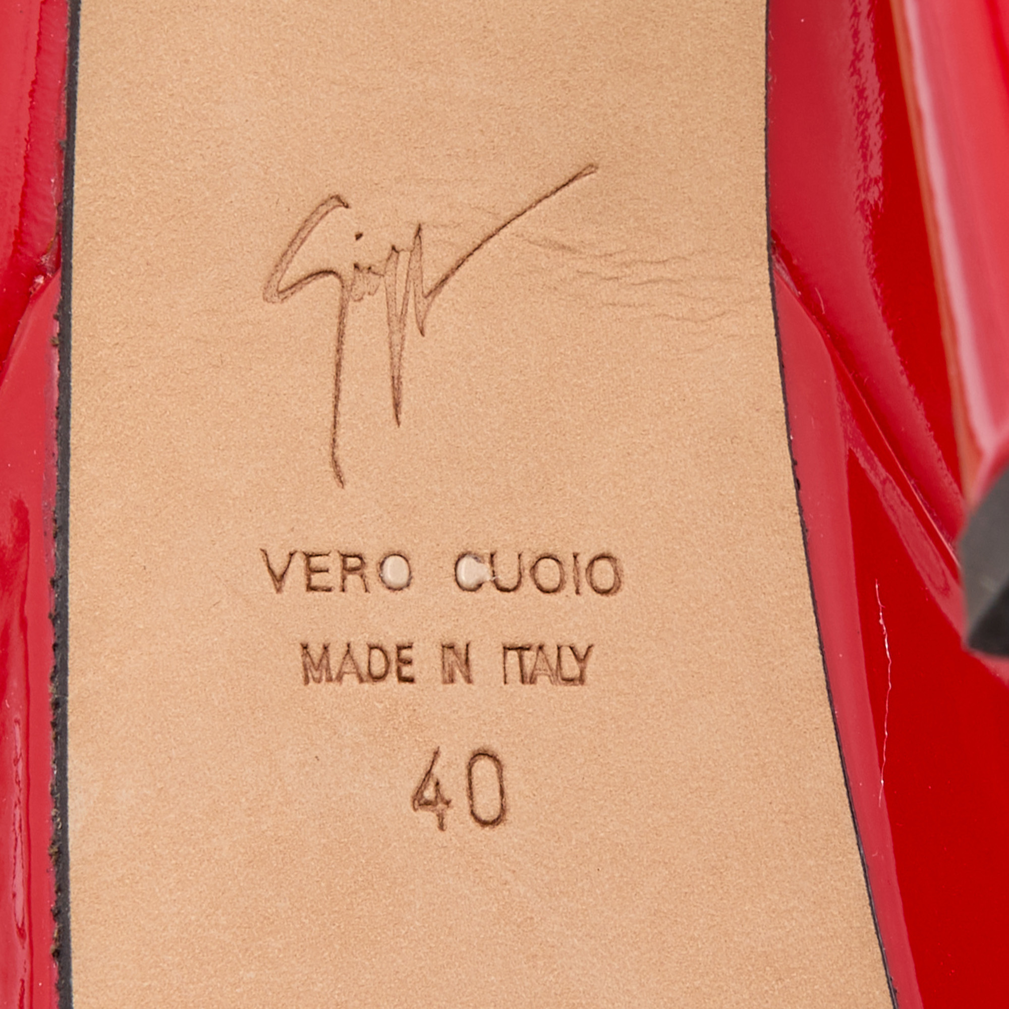 Giuseppe Zanotti Red Patent Leather Open Toe Platform Pumps Size 40