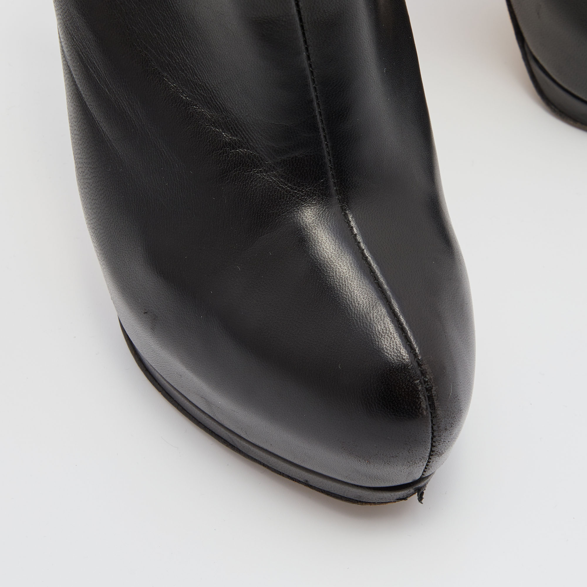 Giuseppe Zanotti Black Leather Ankle Length Platform Boots Size 38