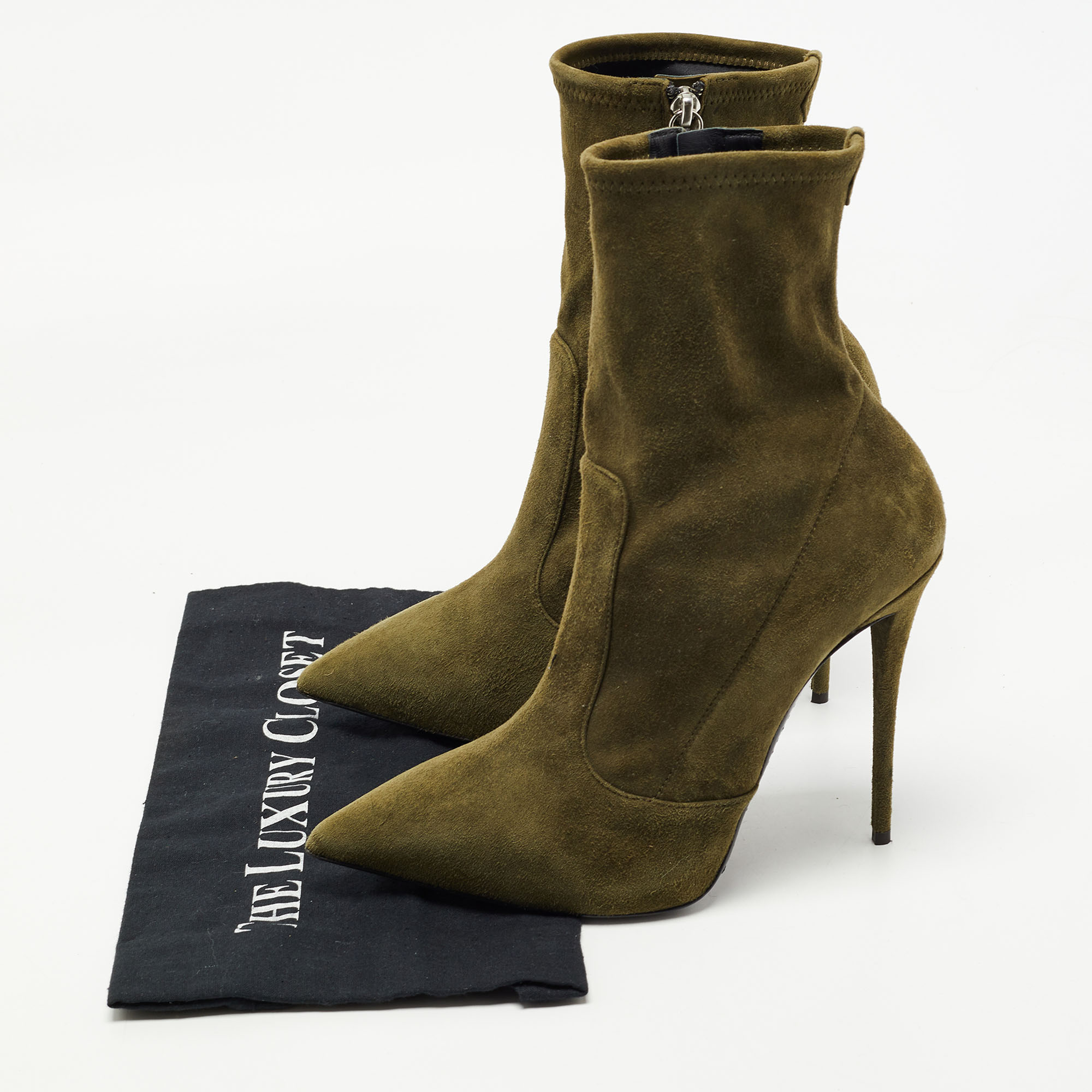 Giuseppe Zanotti Green Suede Ankle Boots Size 40