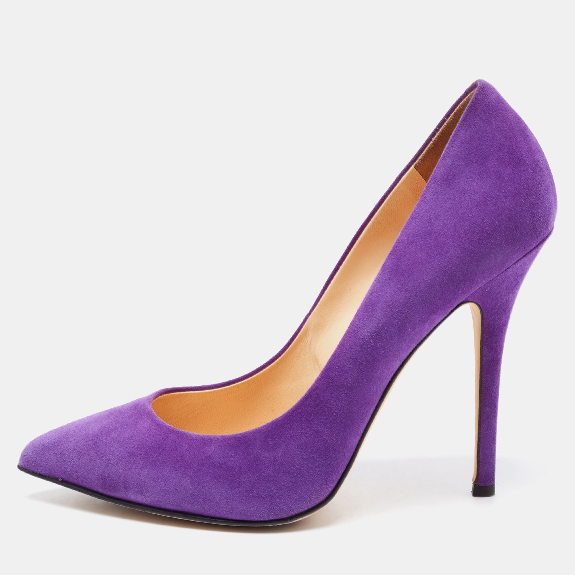Giuseppe Zanotti Purple Suede Pointed Toe Pumps Size 38.5