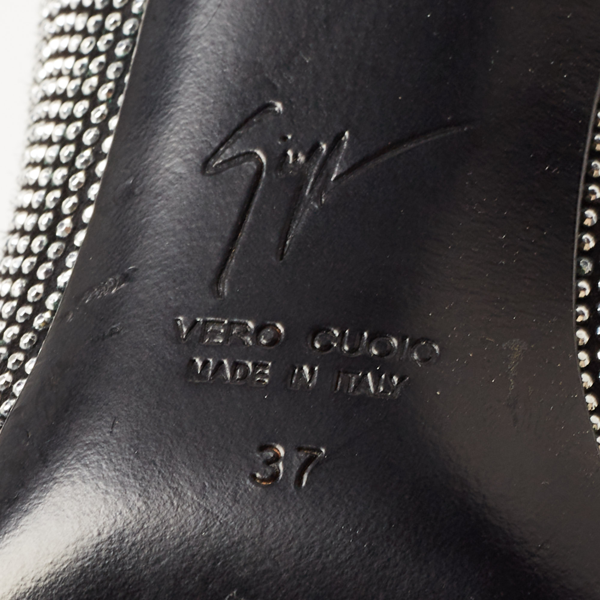 Giuseppe Zanotti Black Suede Crystal Embellished Pointed Toe Pumps Size 37
