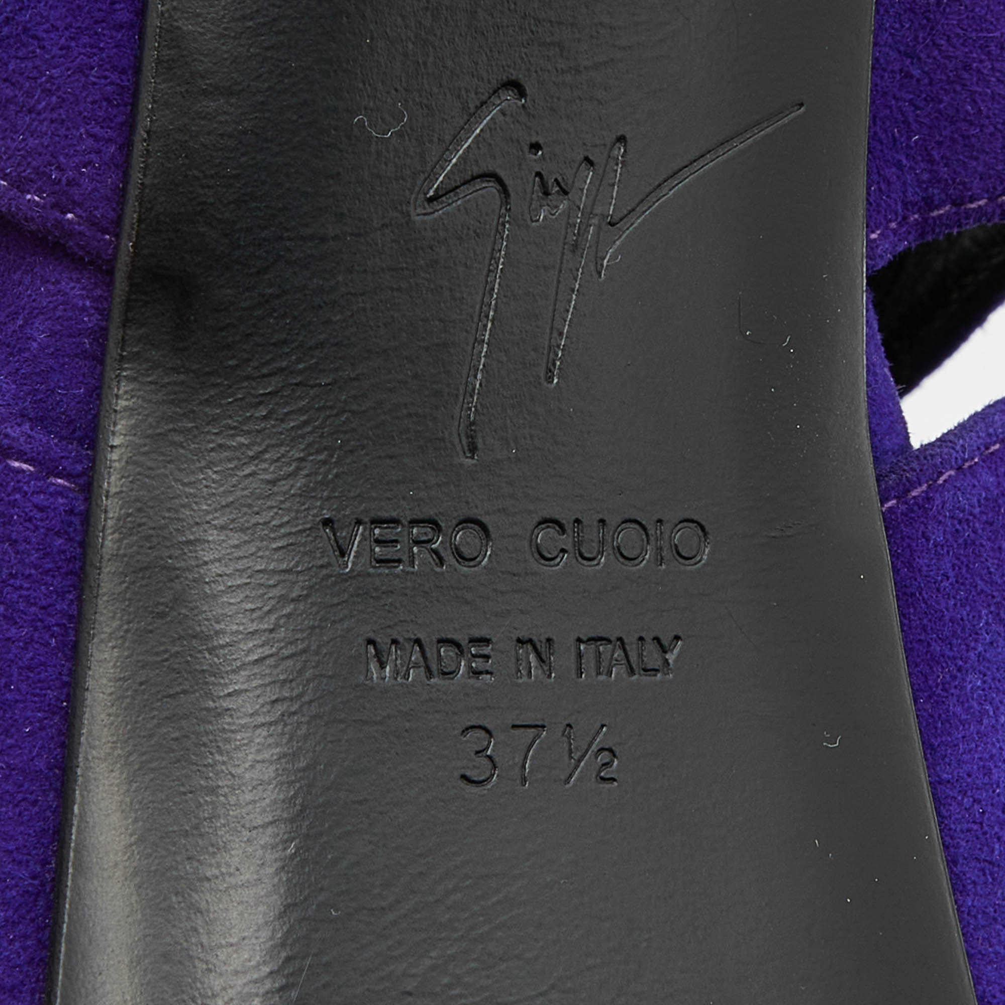 Giuseppe Zanotti Purple Suede Wave Cut Out Peep Toe Platform Booties Size 37.5