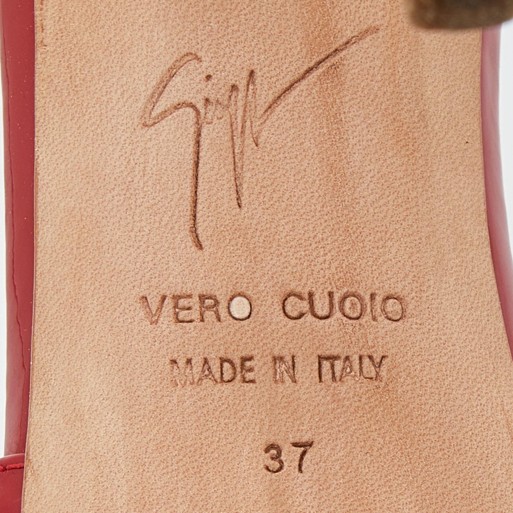 Giuseppe Zanotti Red Patent Leather Nettie Sandals Size 37