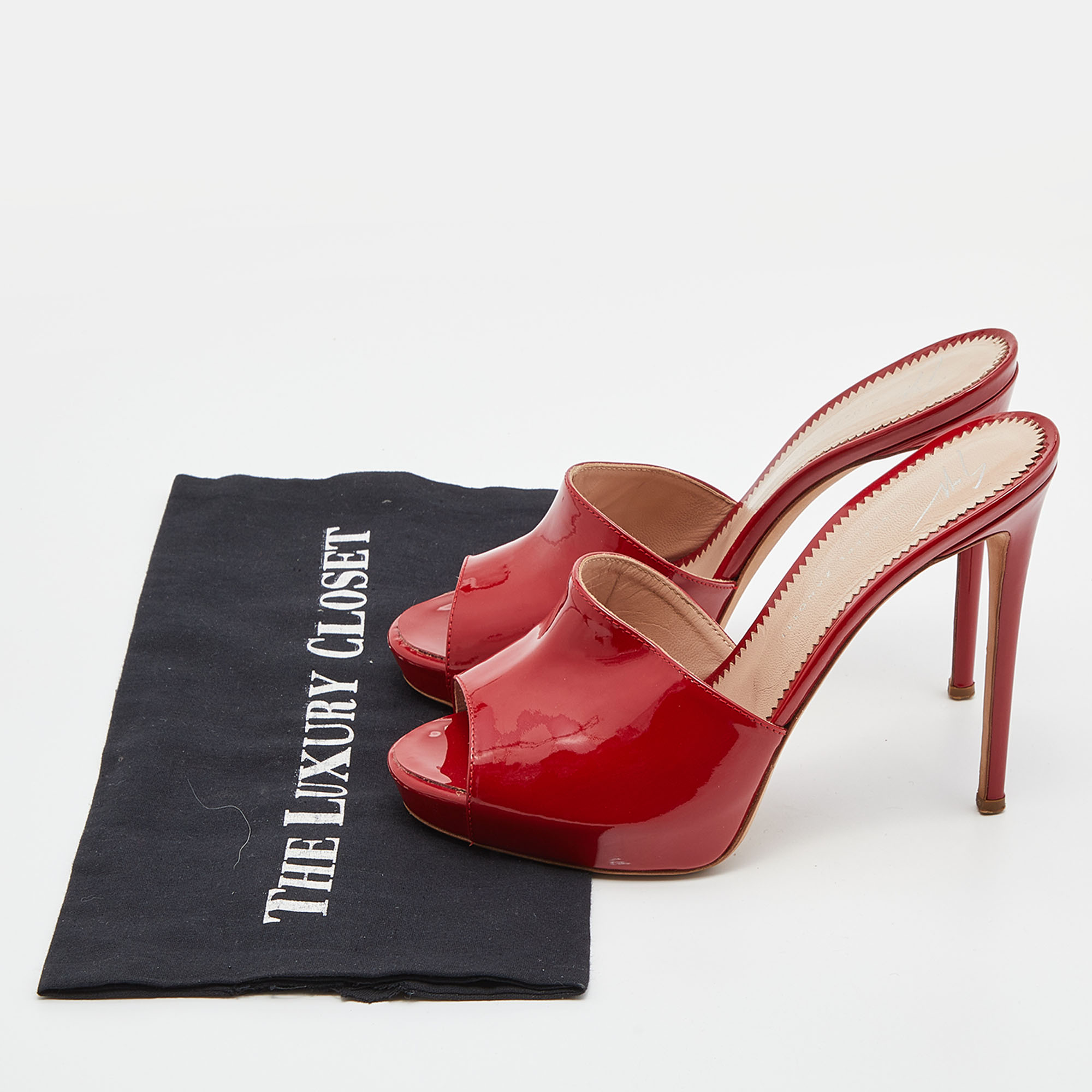 Giuseppe Zanotti Red Patent Leather Nettie Sandals Size 37