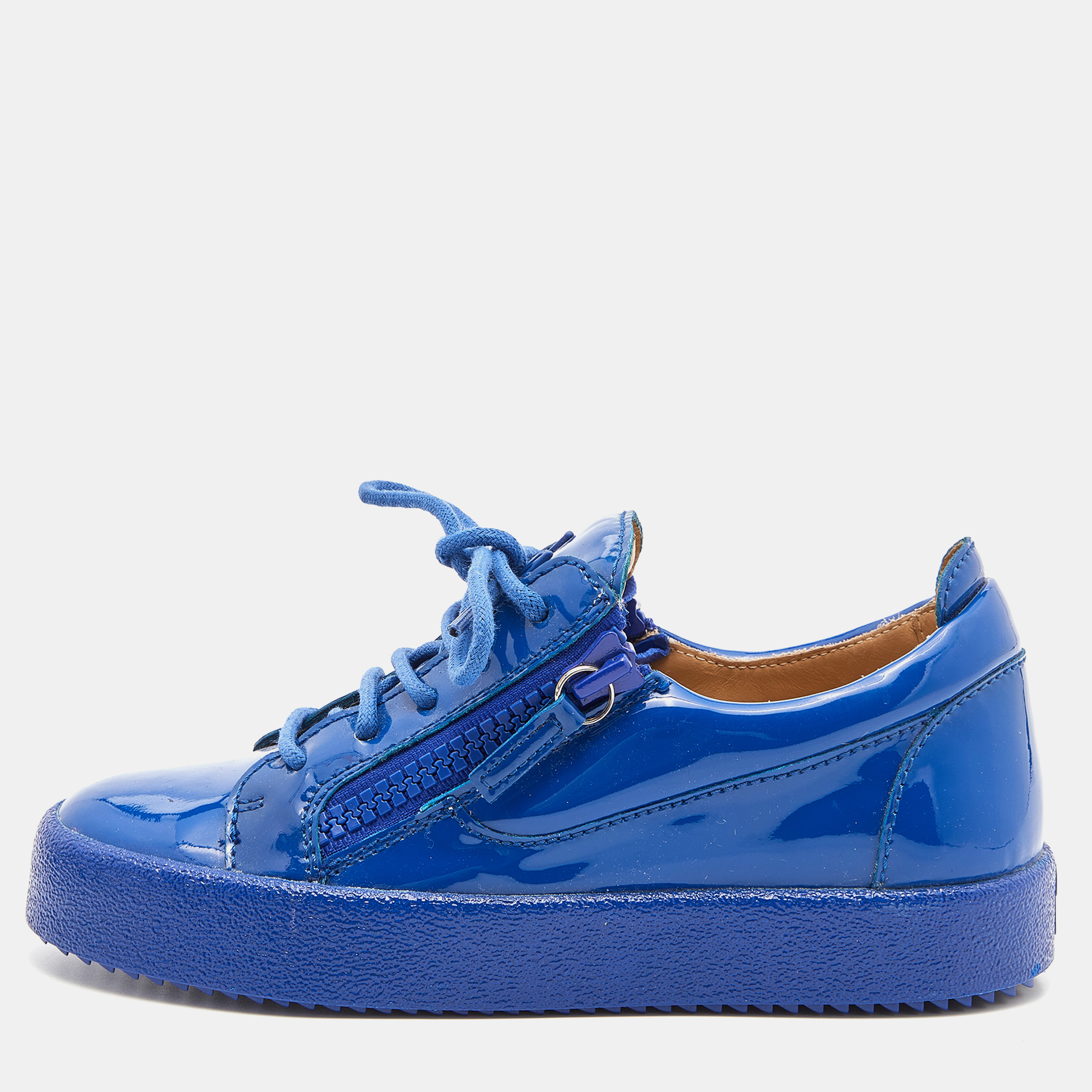 Giuseppe Zanotti Blue Patent Leather Donna Low Top Sneakers Size 36