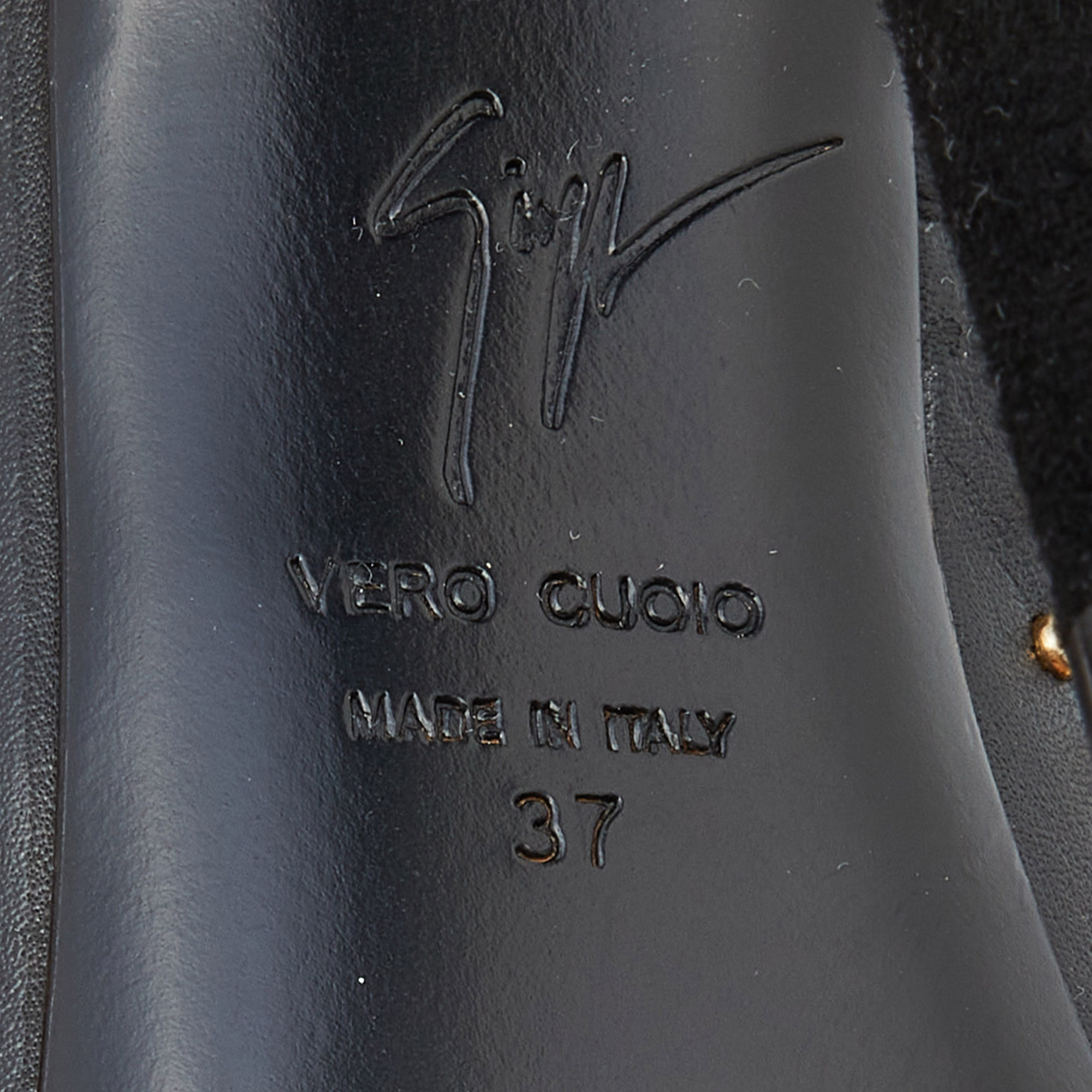 Giuseppe Zanotti Black Studded Leather Peep Toe Ankle Booties Size 37