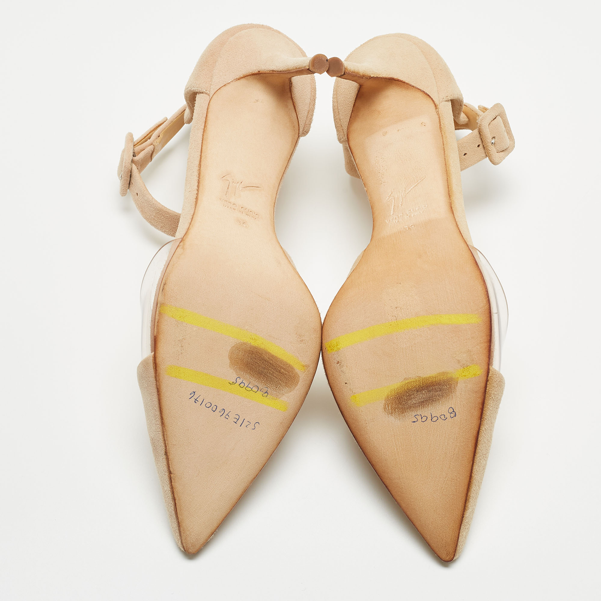 Giuseppe Zanotti Beige Suede And PVC Ankle Strap Pumps Size 36