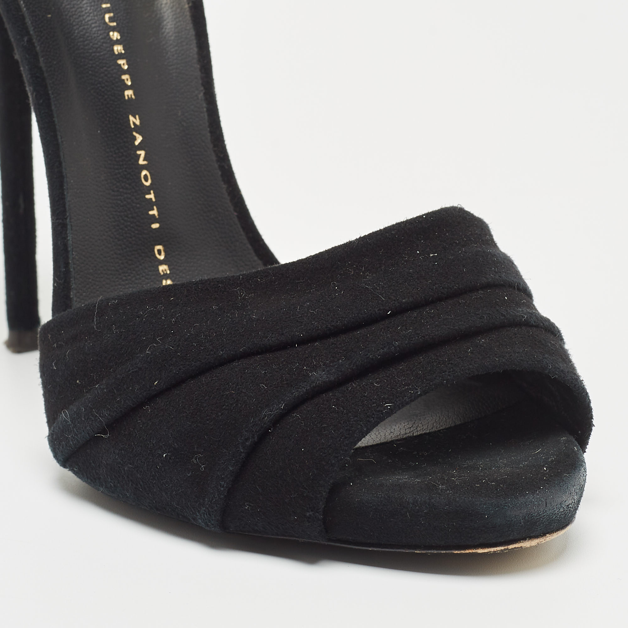 Giuseppe Zanotti Black Suede Buckle Detail Sandals Size 36
