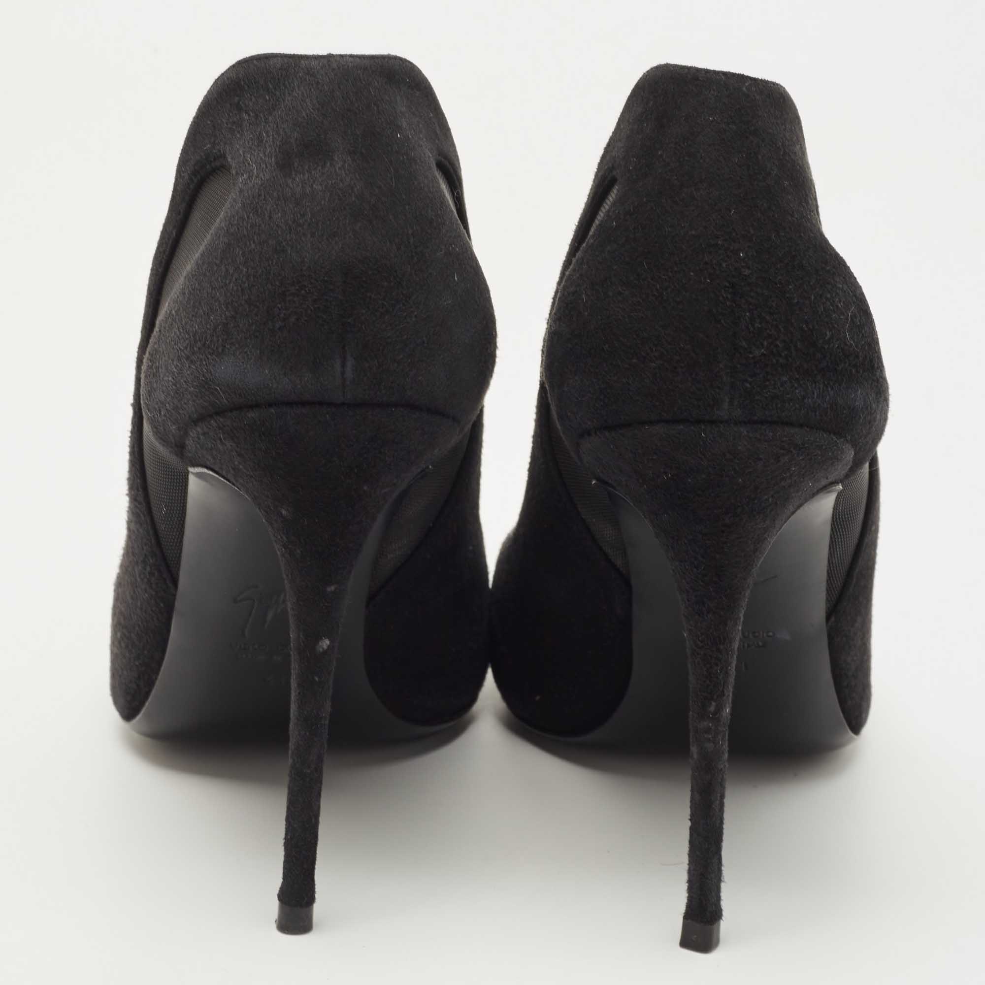 Giuseppe Zanotti Black Suede And Mesh Pointed Pumps Size 41