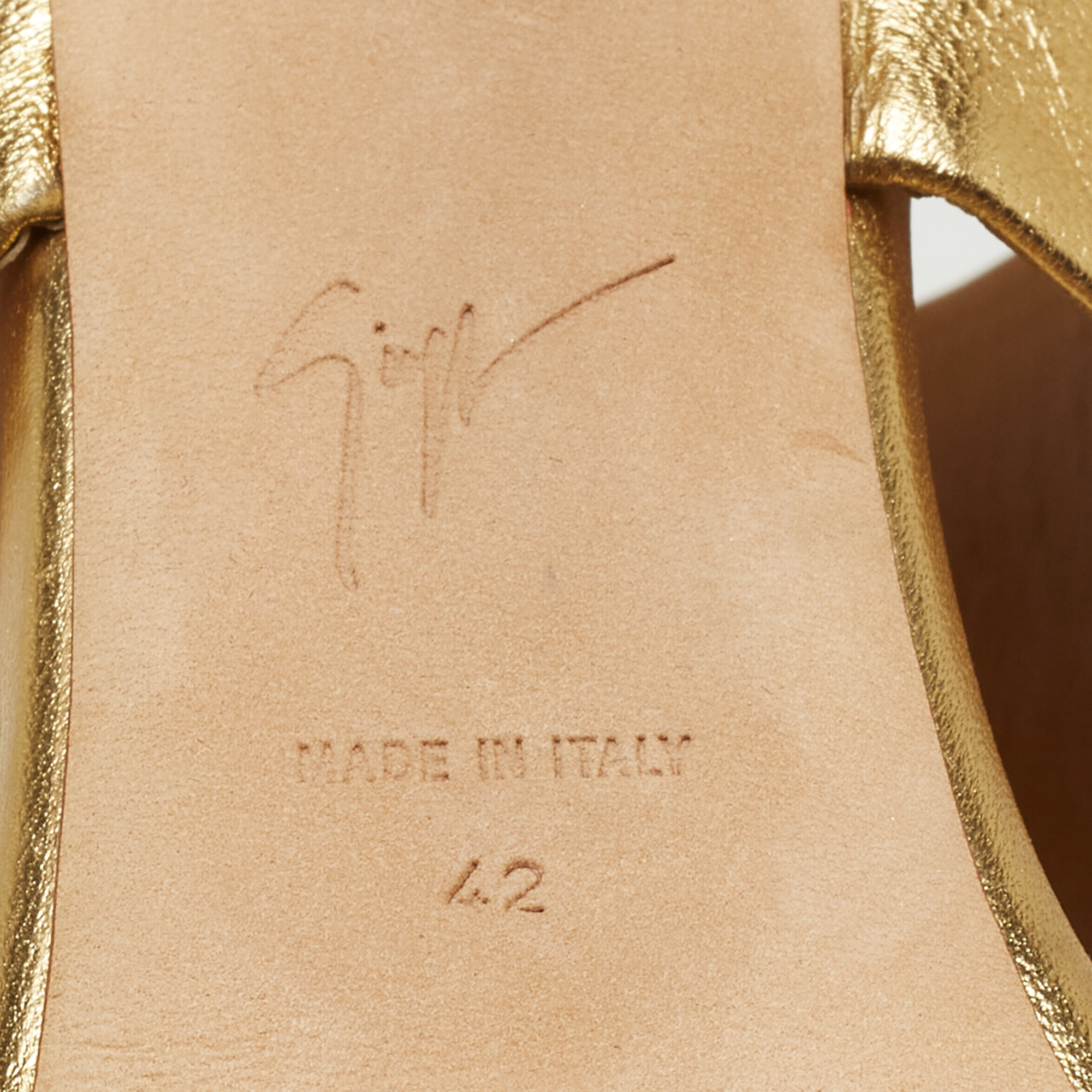 Giuseppe Zanotti Gold Leather Andrea Sandals Size 42