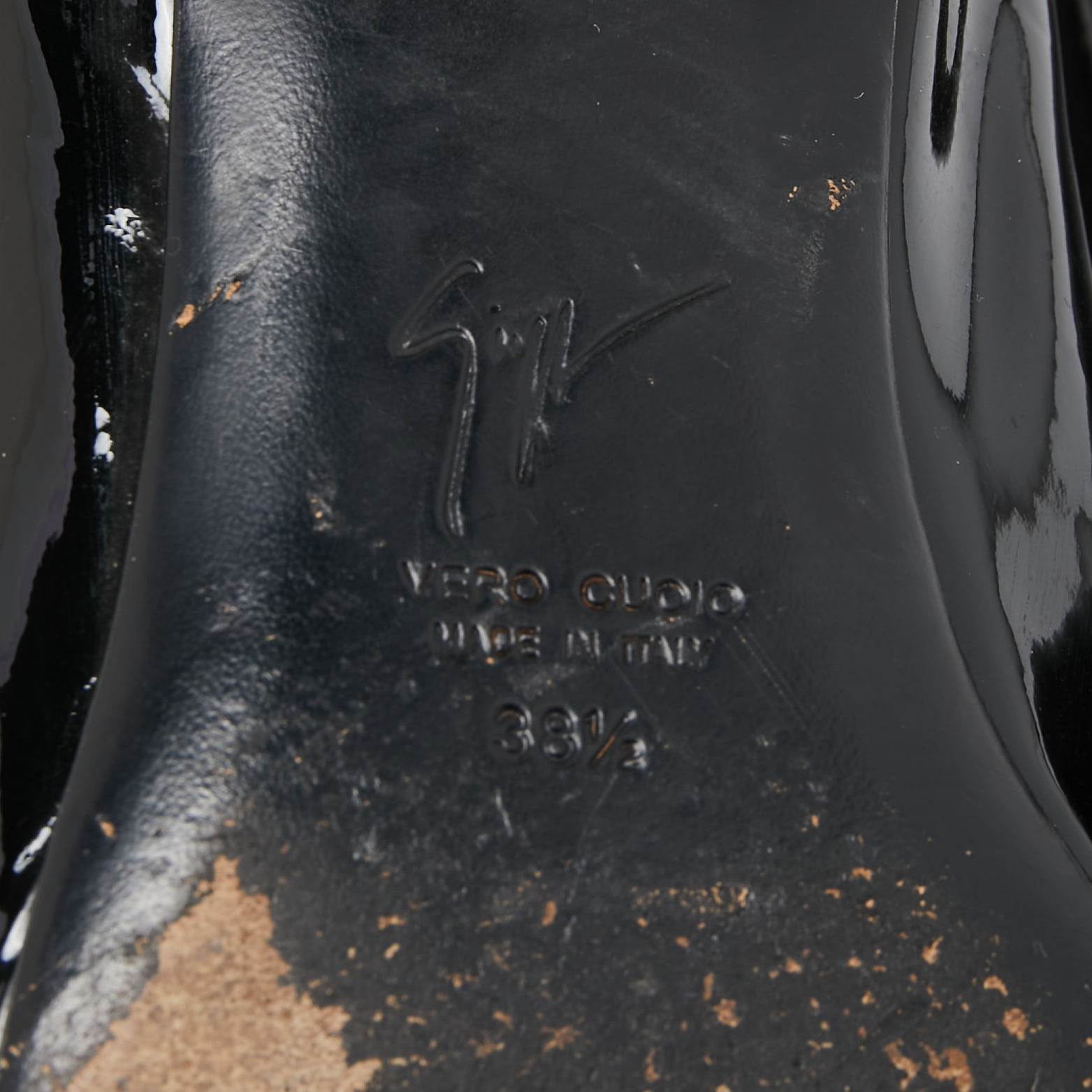 Giuseppe Zanotti Black Patent Leather Spiked Cap Toe Ballet Flats Size 38.5