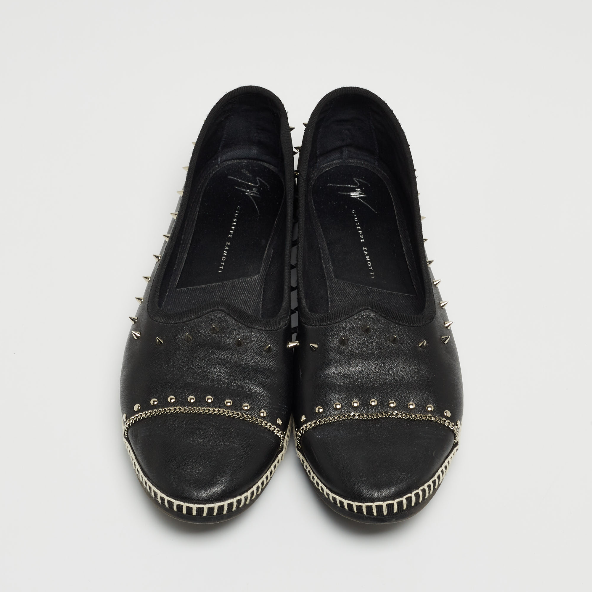 Giuseppe Zanotti Black Leather Studded Veronica Loafer Size 41