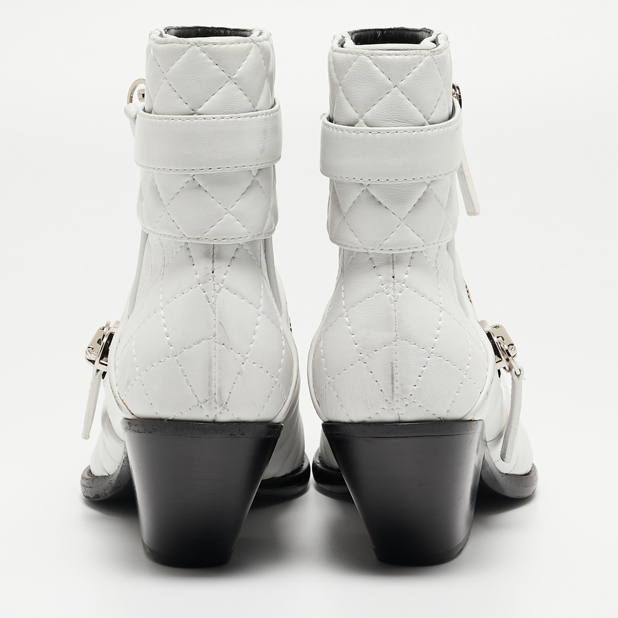 Giuseppe Zanotti White Leather Olinda Ankle Boots Size 38