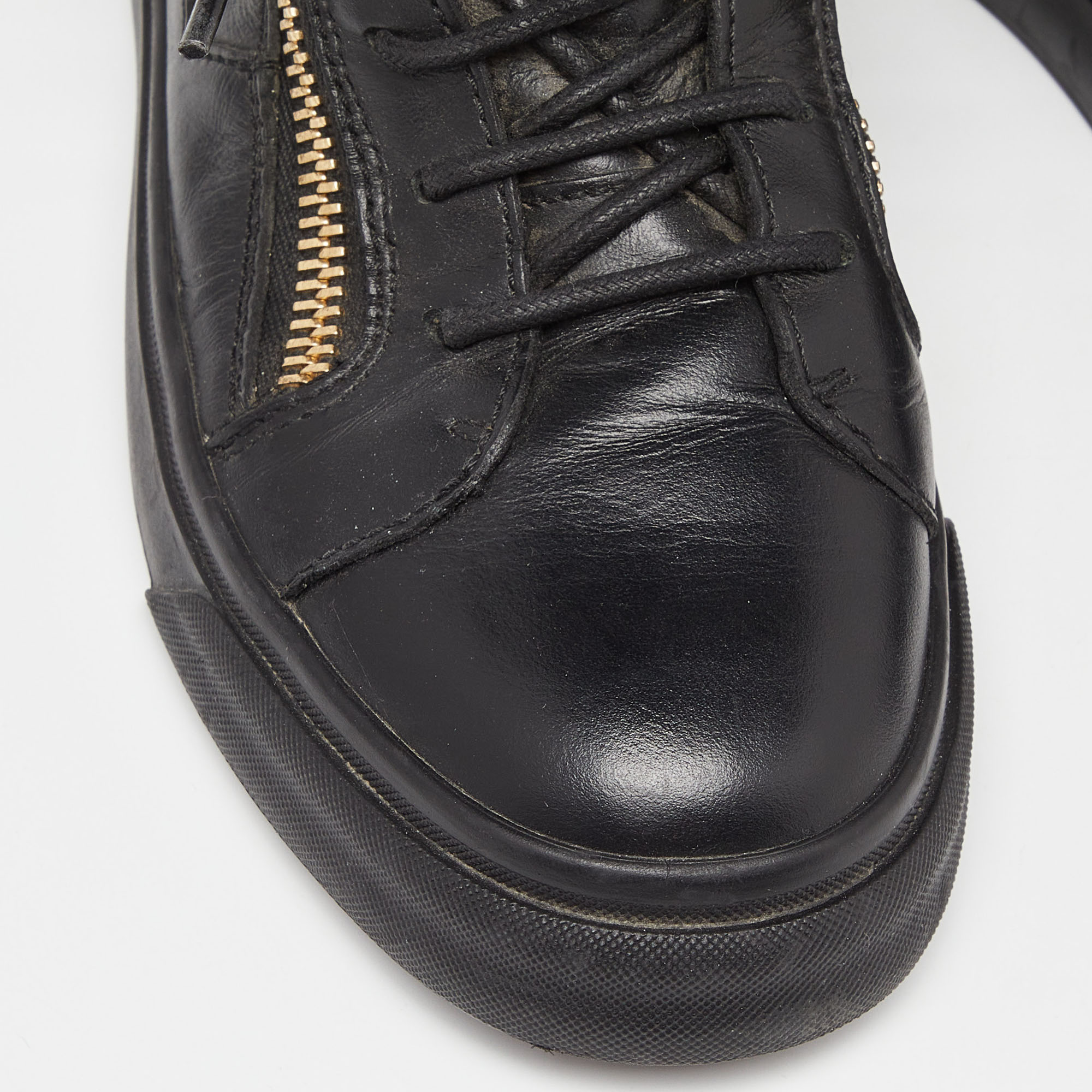 Giuseppe Zanotti Black Leather London High-Top Sneakers Size 37