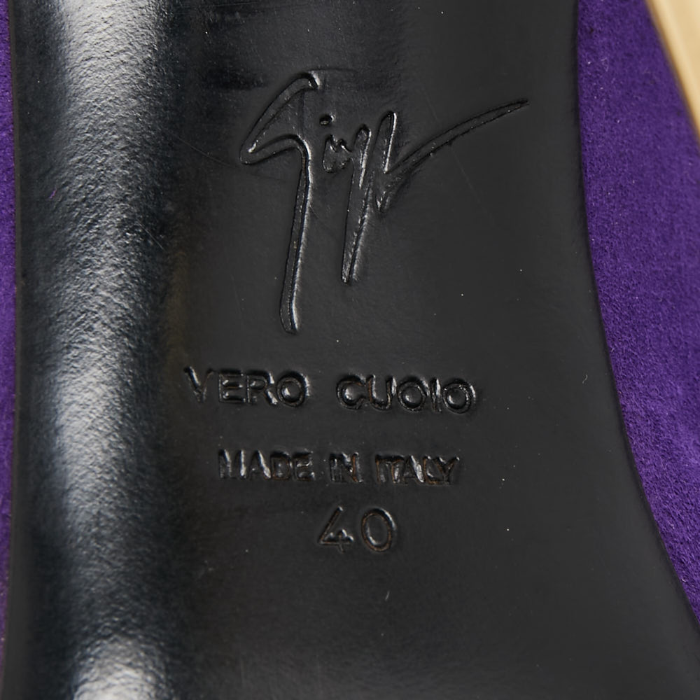 Giuseppe Zanotti Purple Suede Cutout Ankle Boots Size 40