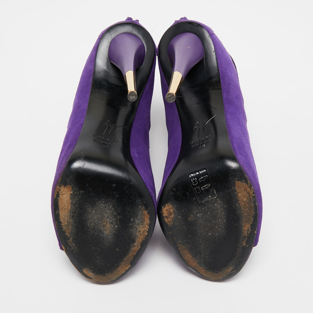 Giuseppe Zanotti Purple Suede Cutout Ankle Boots Size 40