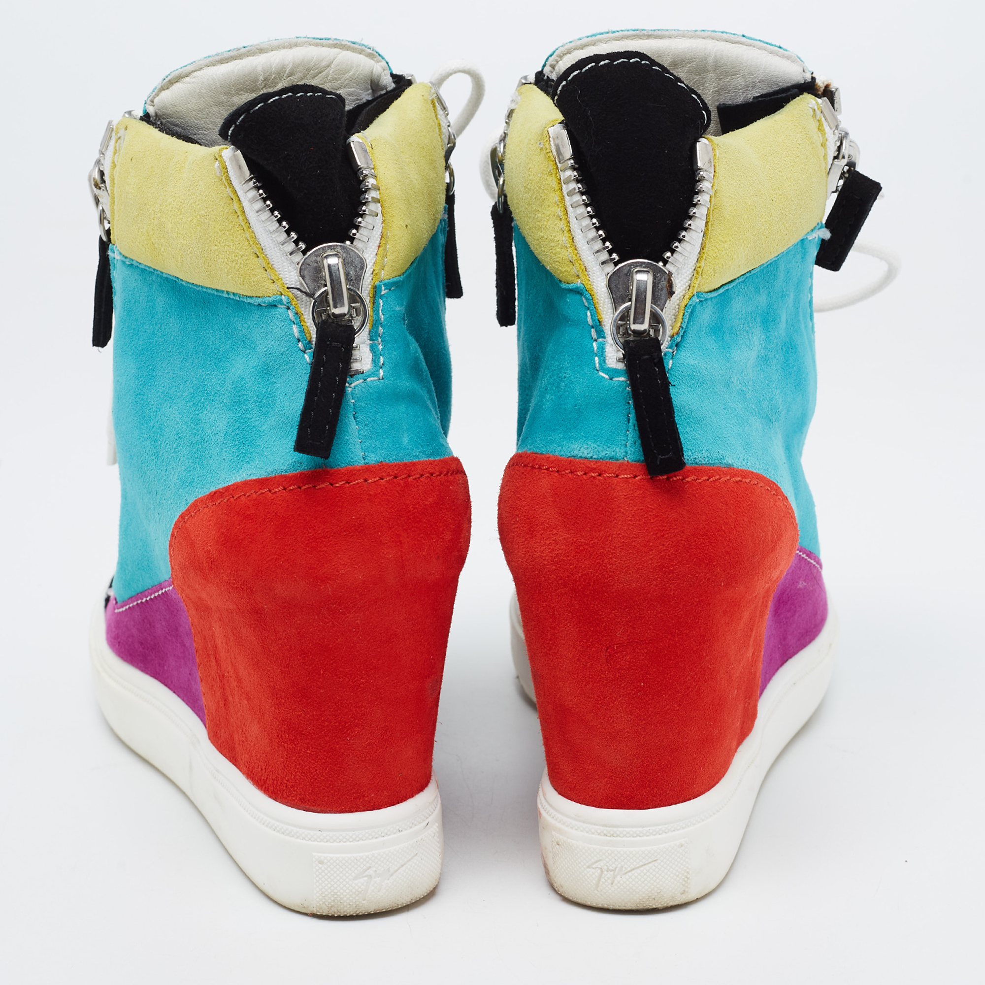 Giuseppe Zanotti Multicolor Suede High Top Sneakers Size 35