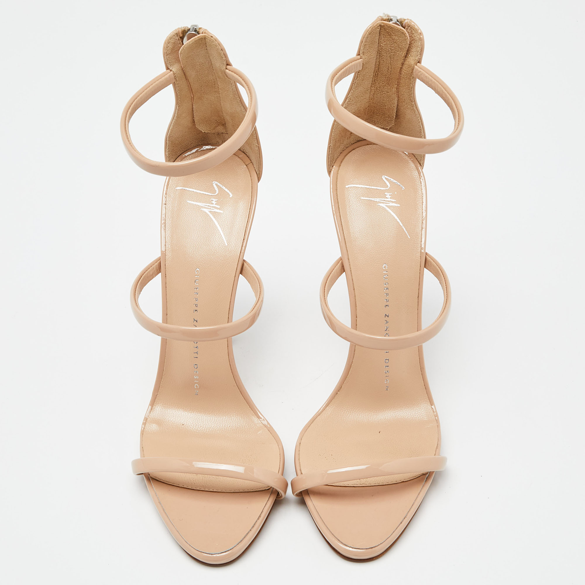 Giuseppe Zanotti Beige Patent Leather Harmony Sandals Size 38