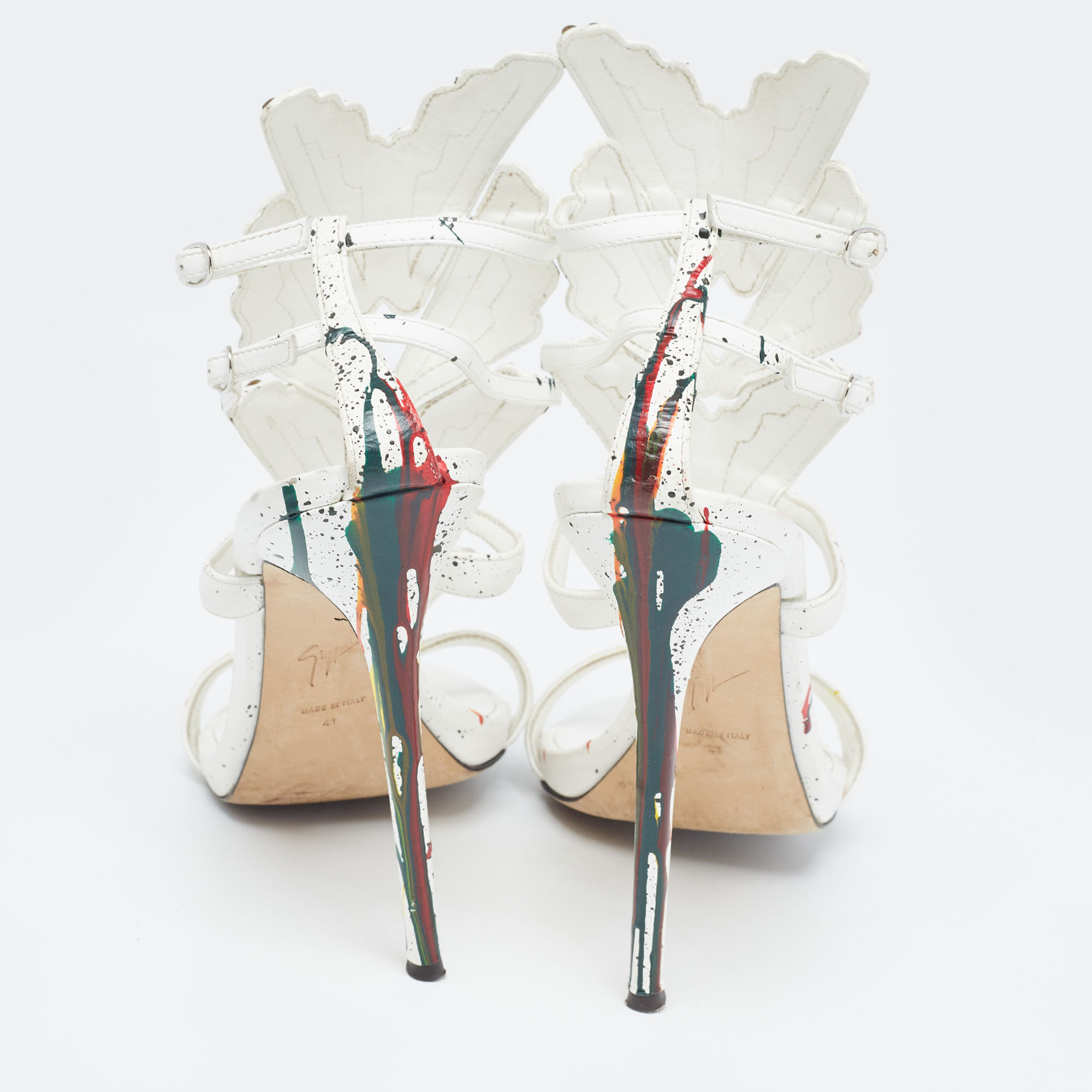 Giuseppe Zanotti White Leather Embellished Strappy Sandals Size 41
