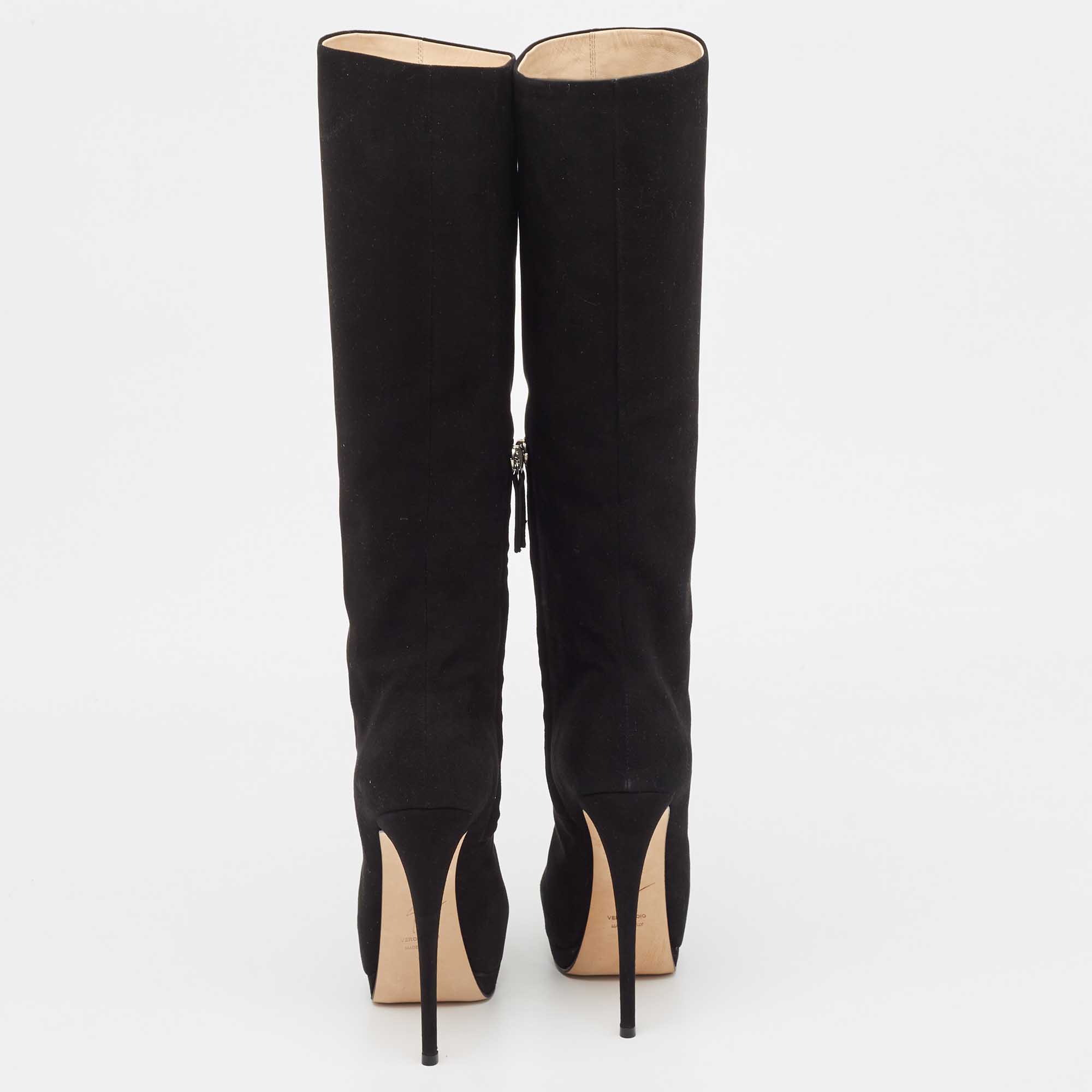 Giuseppe Zanotti Black Suede Knee Length Boots Size 36