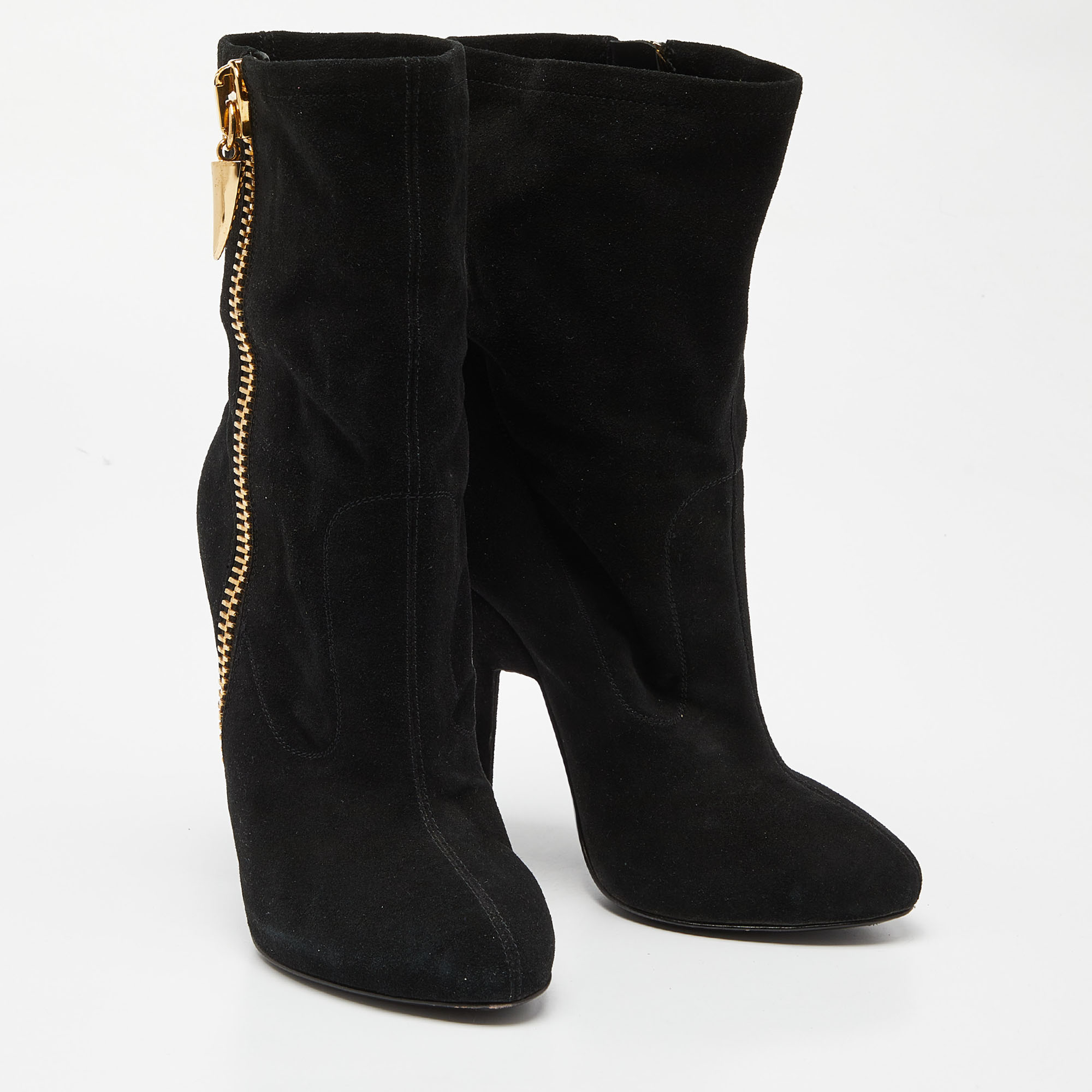 Giuseppe Zanotti Black Suede Ankle Booties Size 38