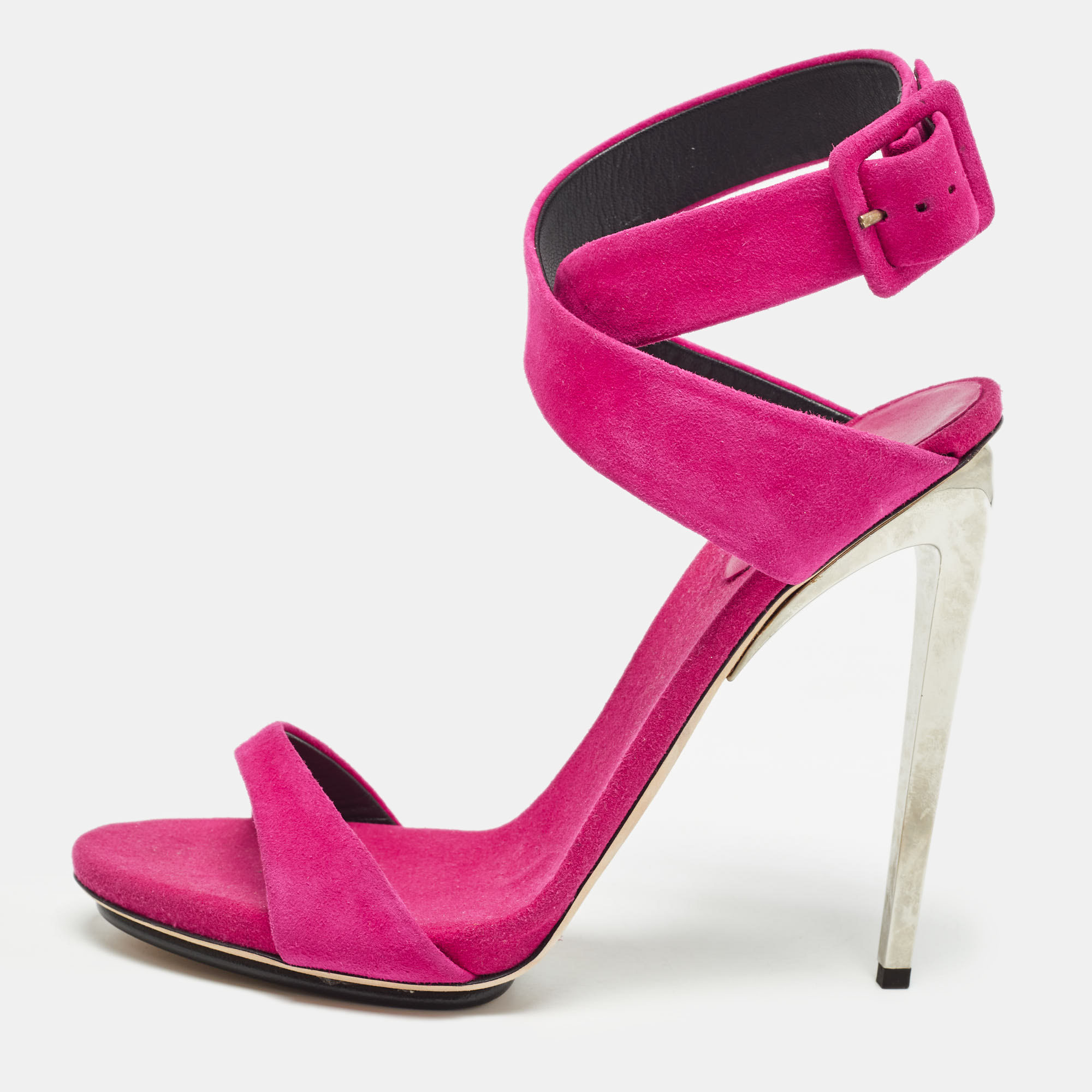 Giuseppe zanotti pink suede ankle strap sandals size 40