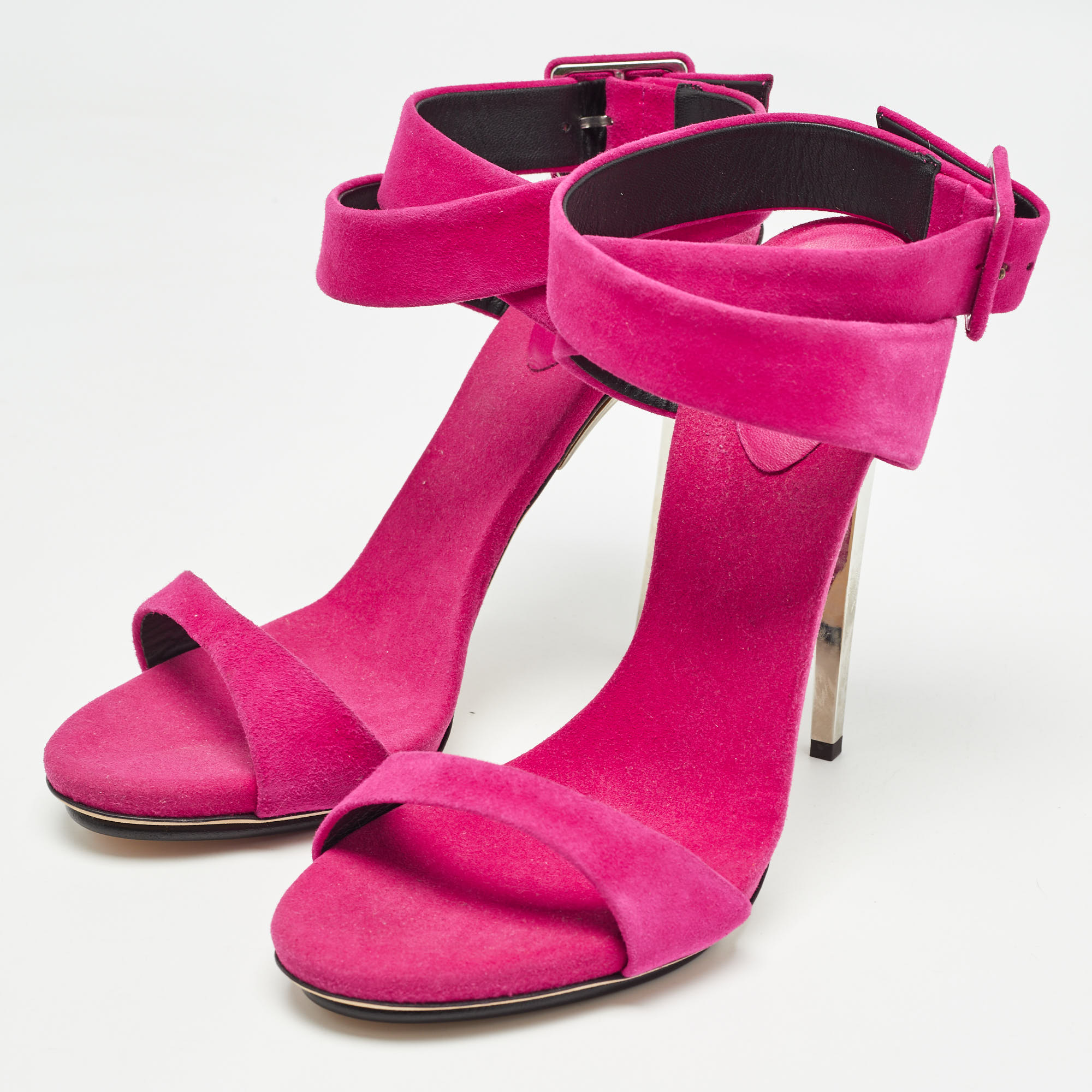 Giuseppe Zanotti Pink Suede Ankle Strap Sandals Size 40