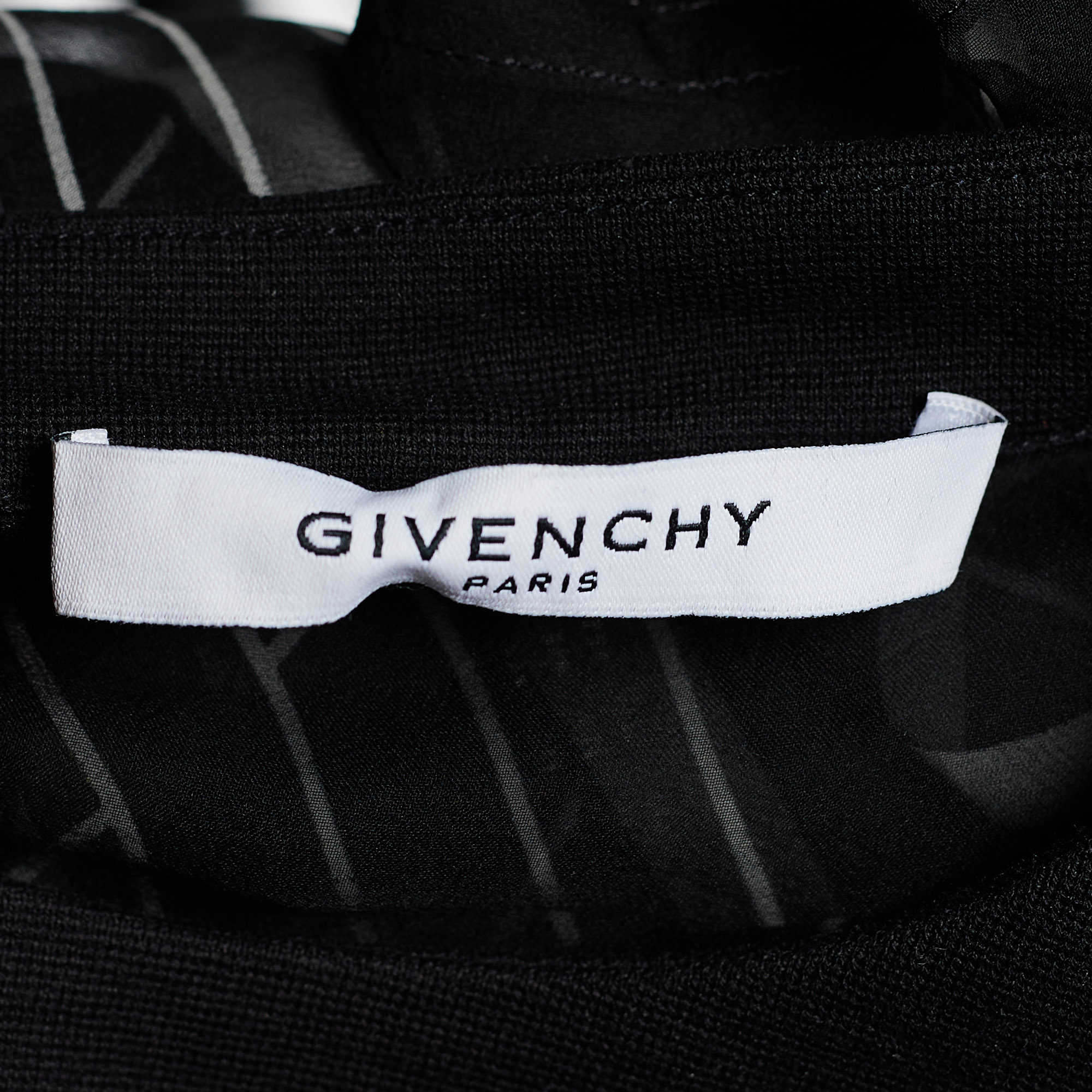 Givenchy Black Stripe Print Silk Sheer Blouse L