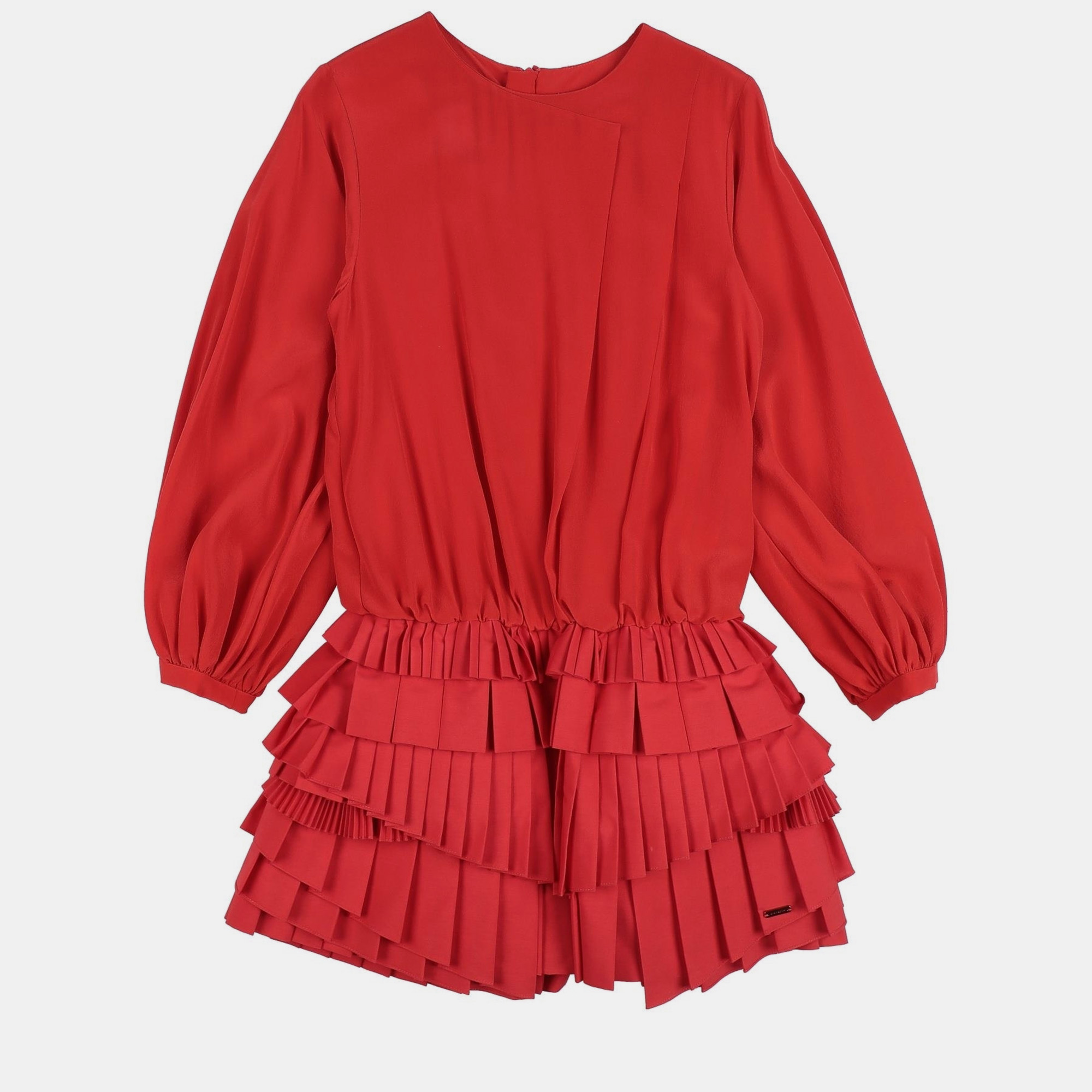 Givenchy red silk pleated dress size 8y