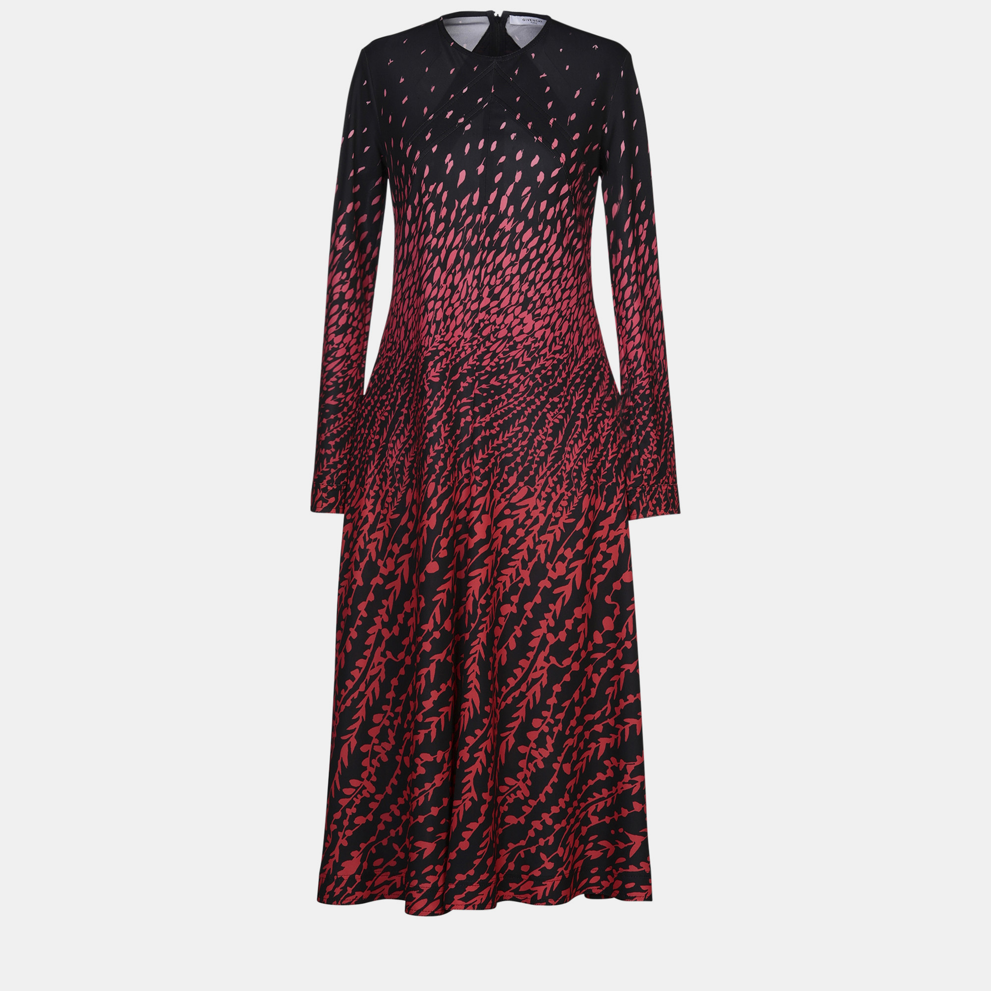 Givenchy red/black printed crepe midi dress m (fr 38)