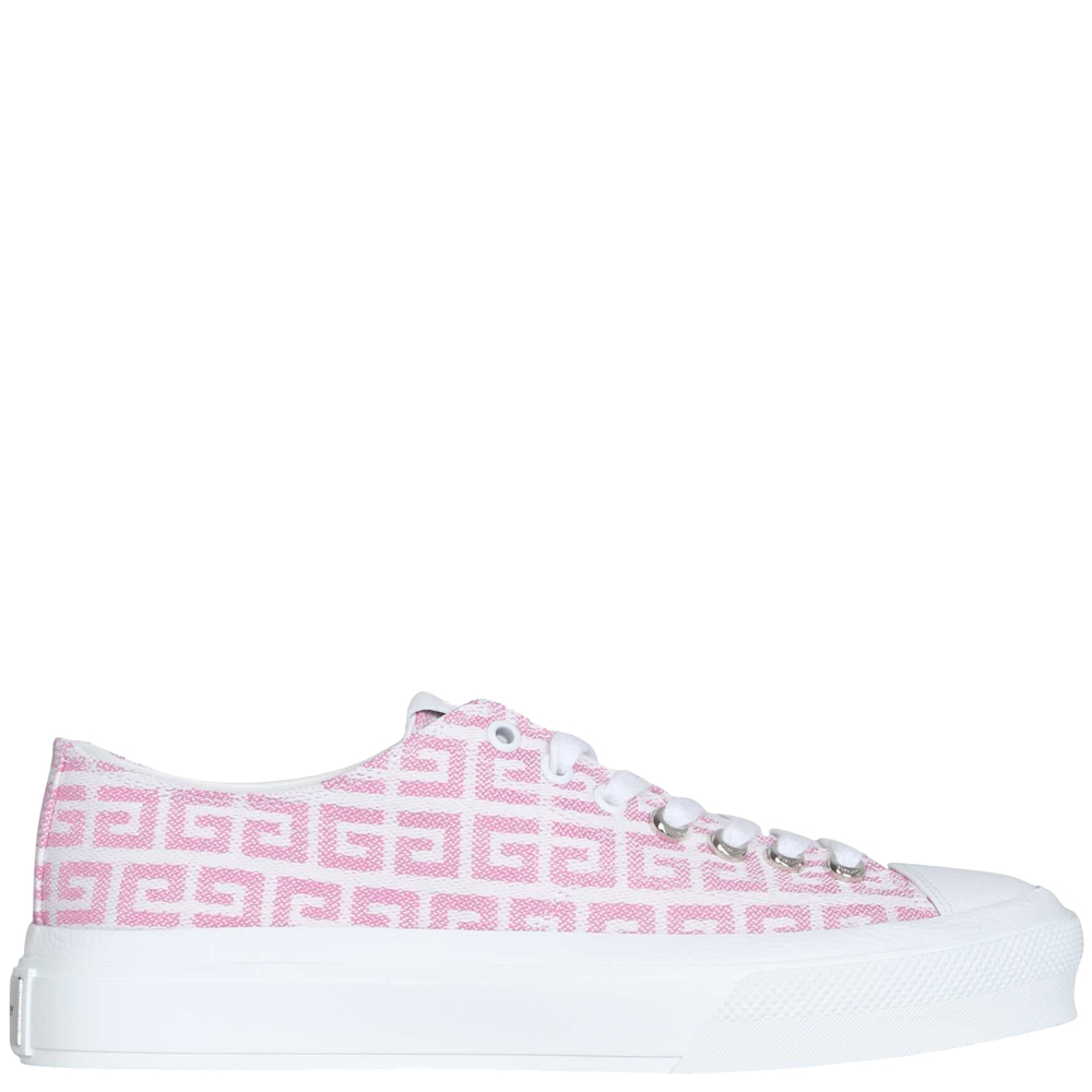 Givenchy Pink Leather Jacquard 4G City Sneakers Size IT 35