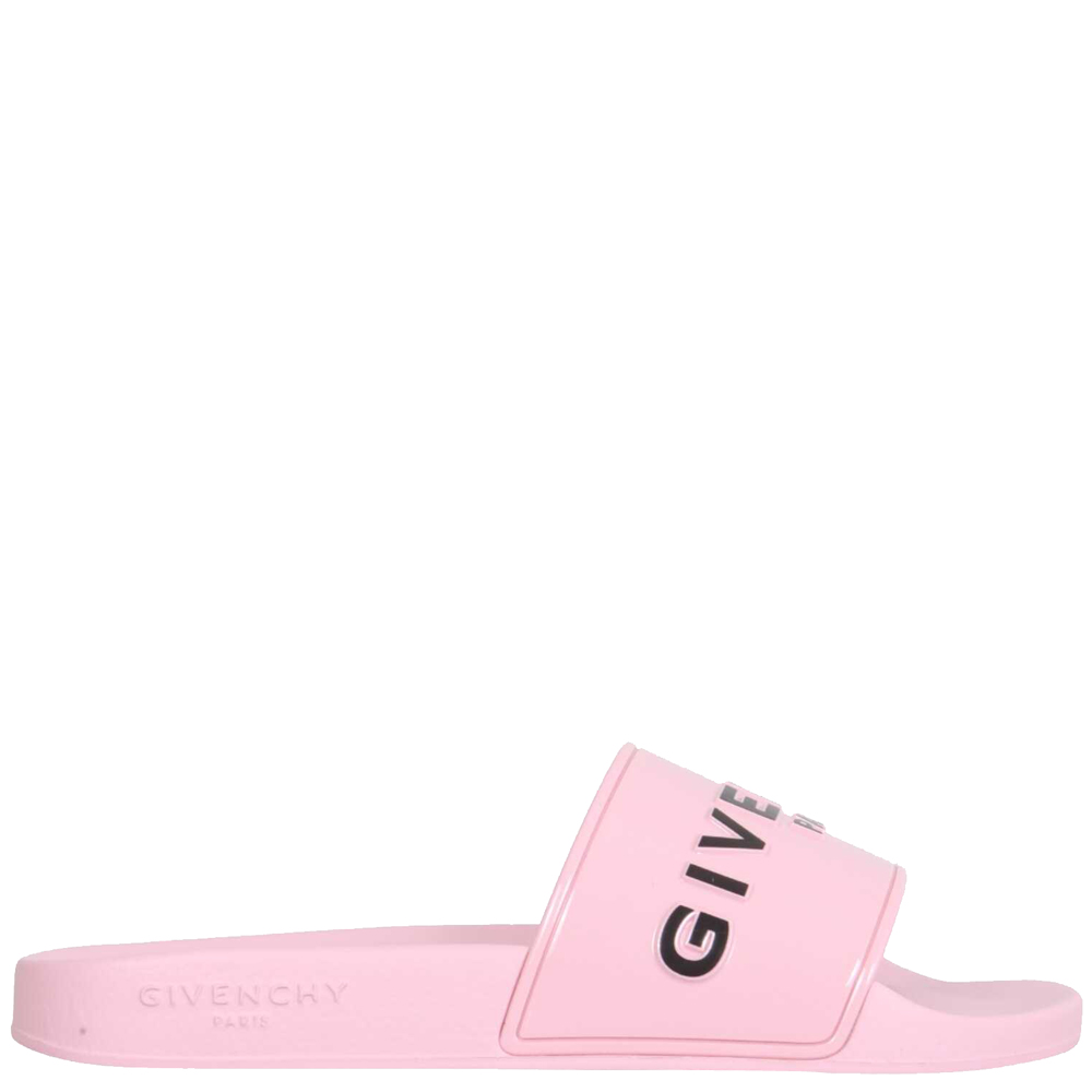 Givenchy Pink Rubber Paris Slide Sandals Size IT 35
