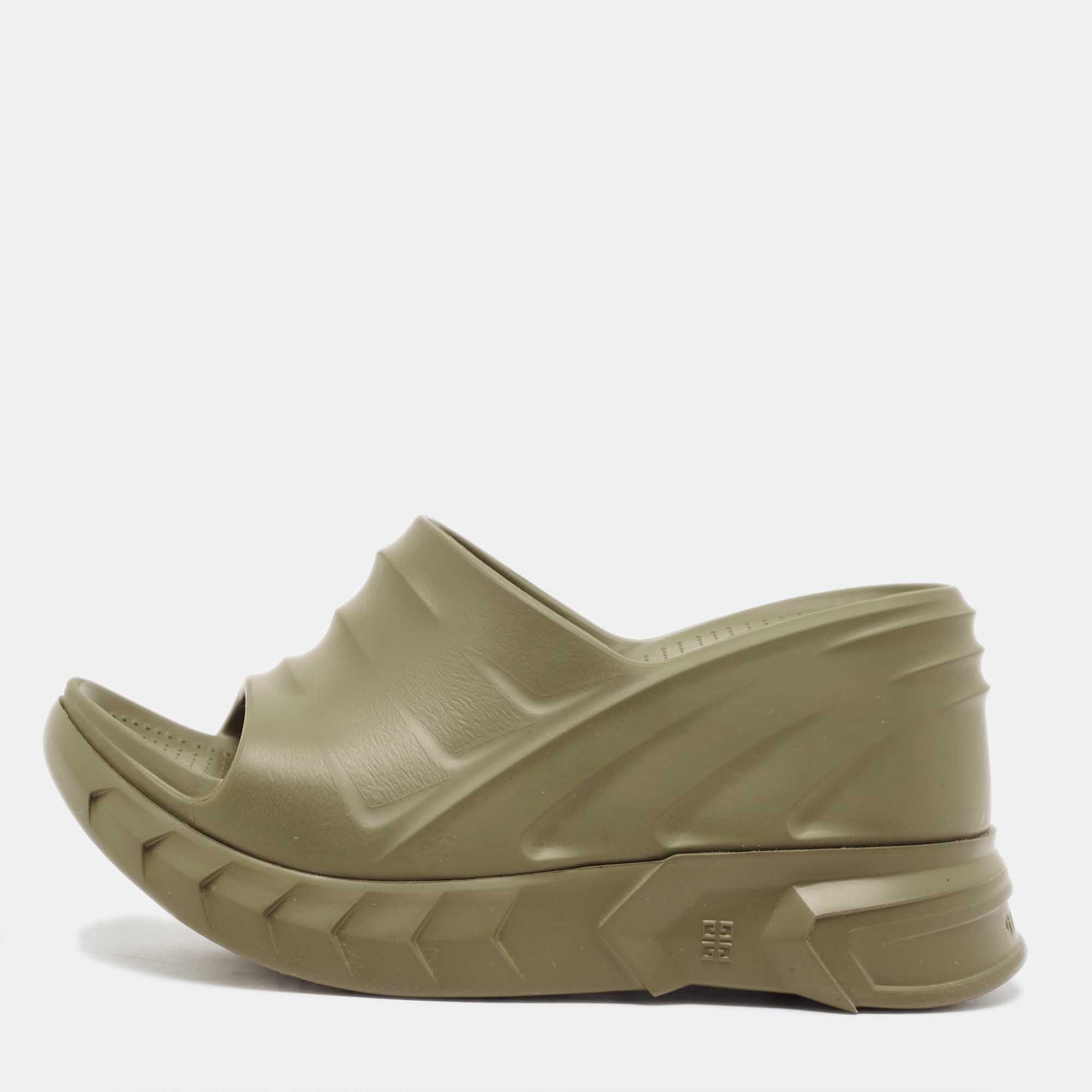 Givenchy Green Rubber Marshmellow Sandals Size 36