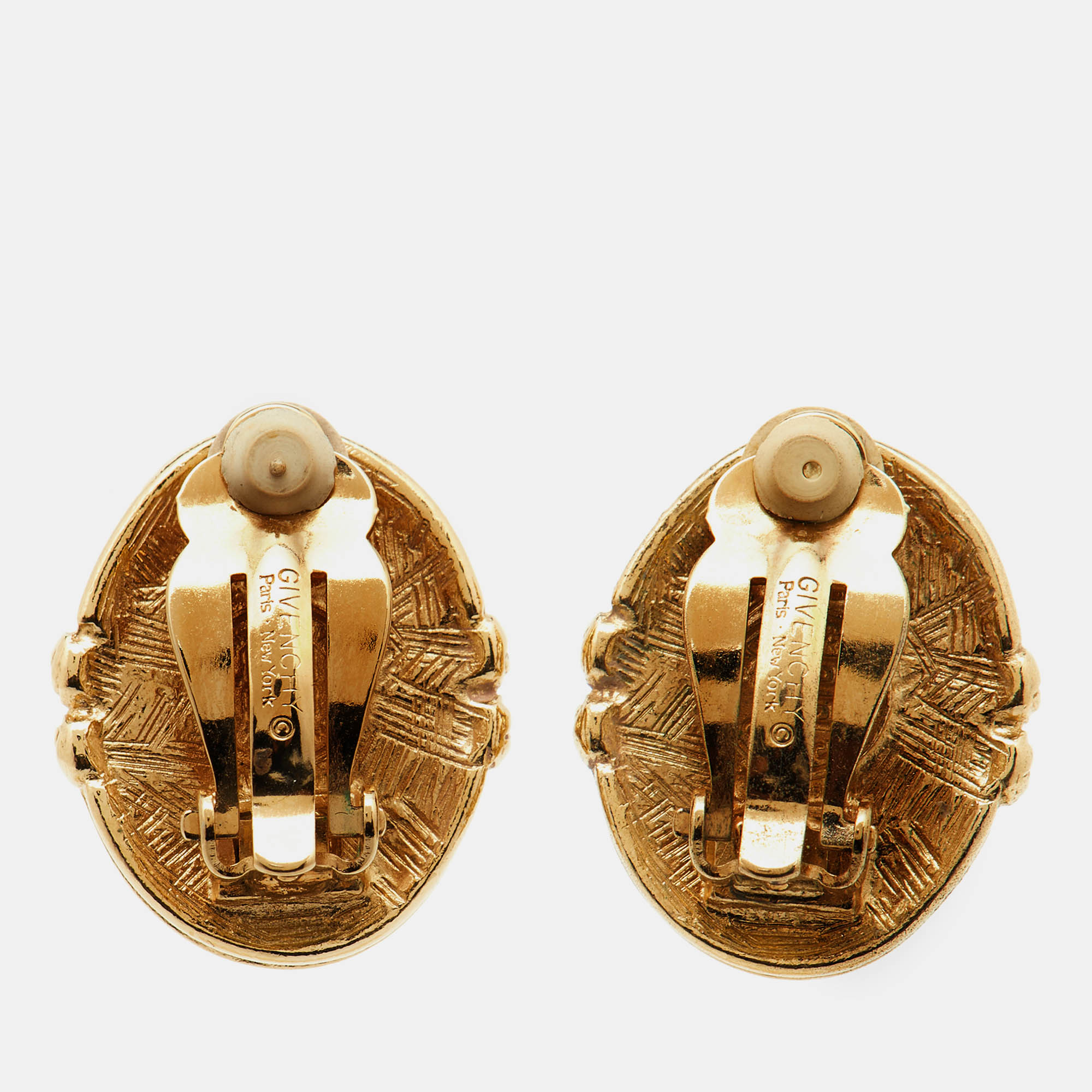 Givenchy Gold Tone GG Faux Pearl Clip-On Earrings