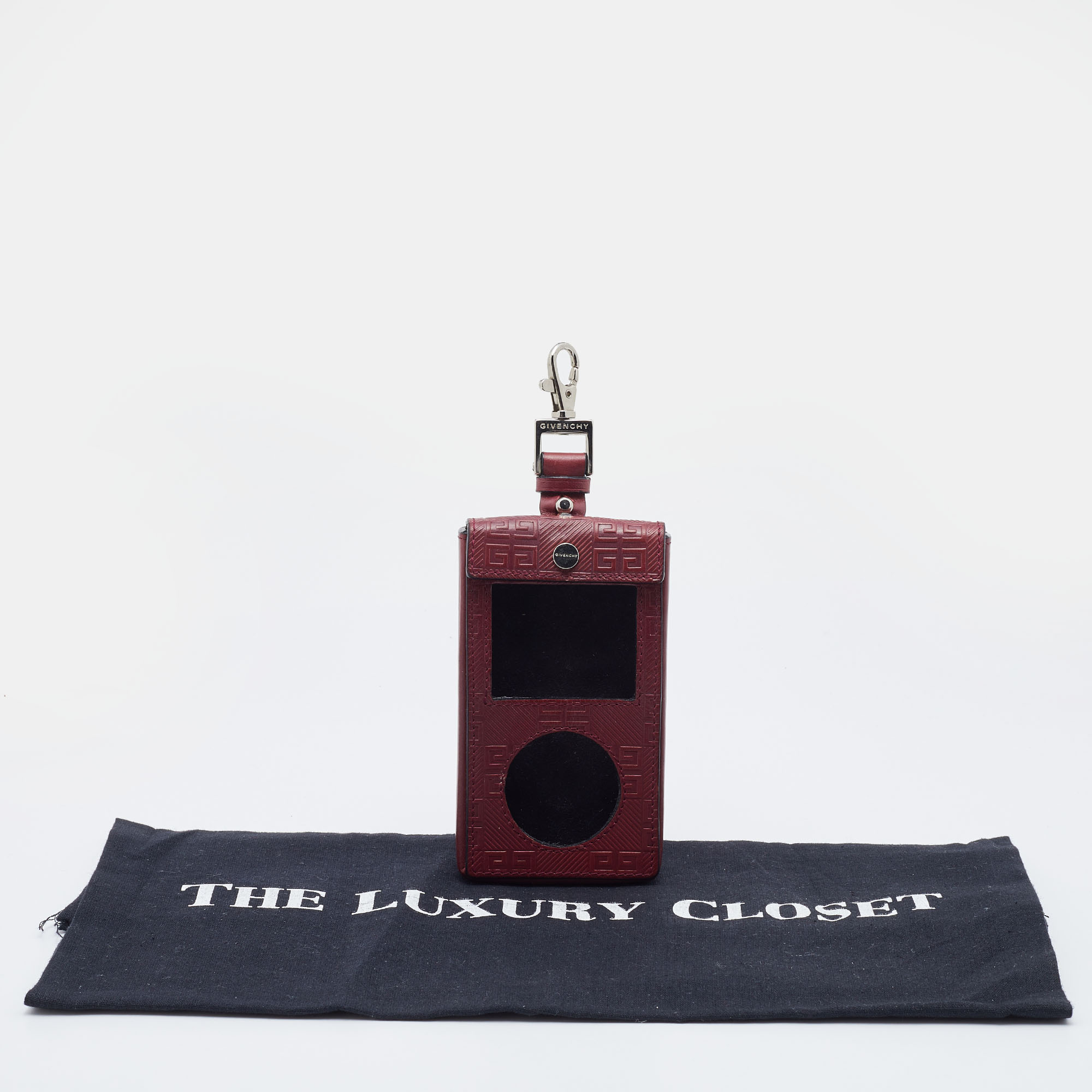 Givenchy Burgundy Monogram Embossed Leather IPod Case
