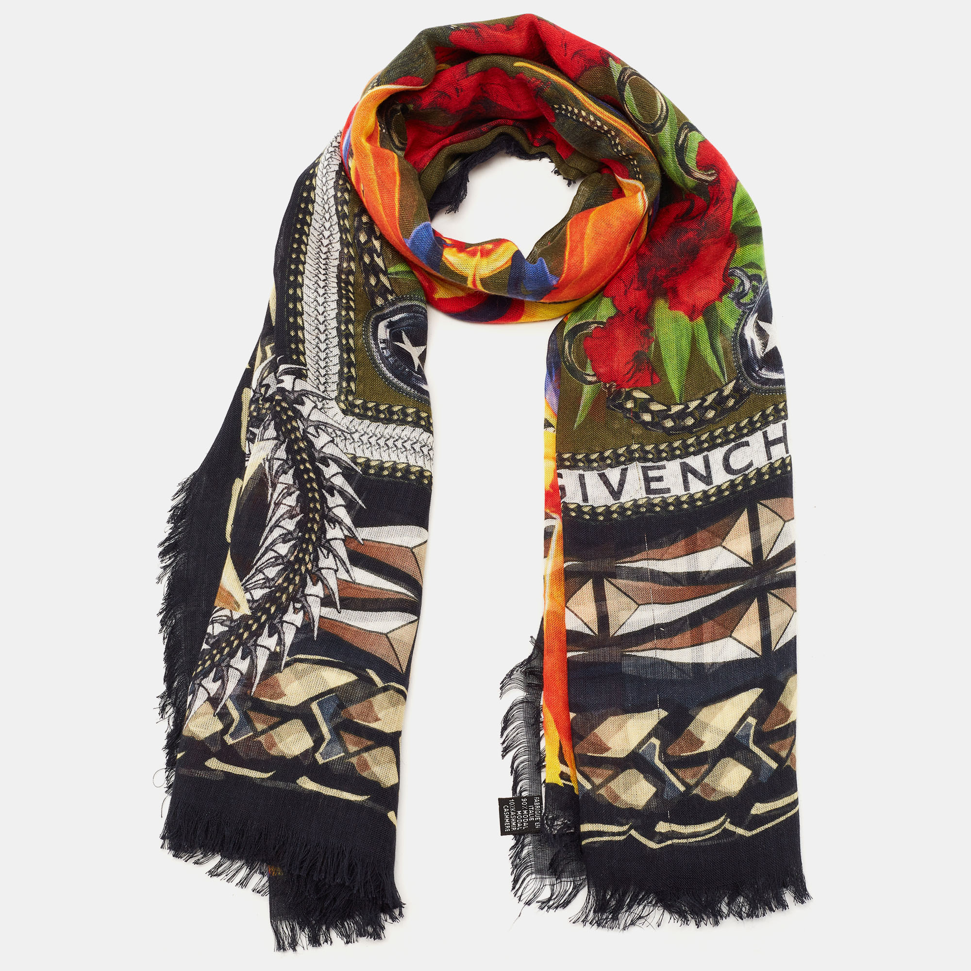 

Givenchy Multicolor Paradise Flowers Print Modal and Cashmere Scarf