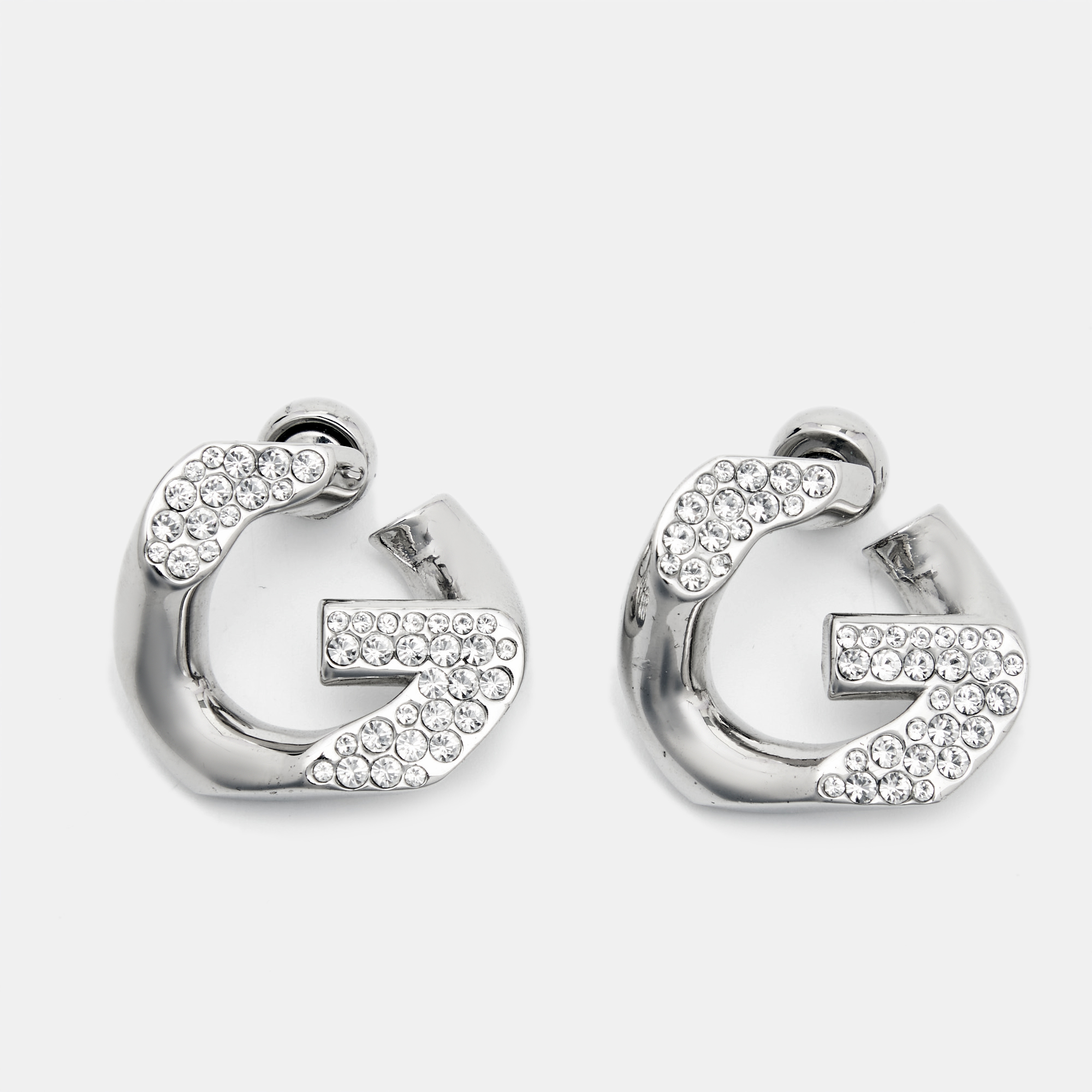 Givenchy g crystal silver tone earrings