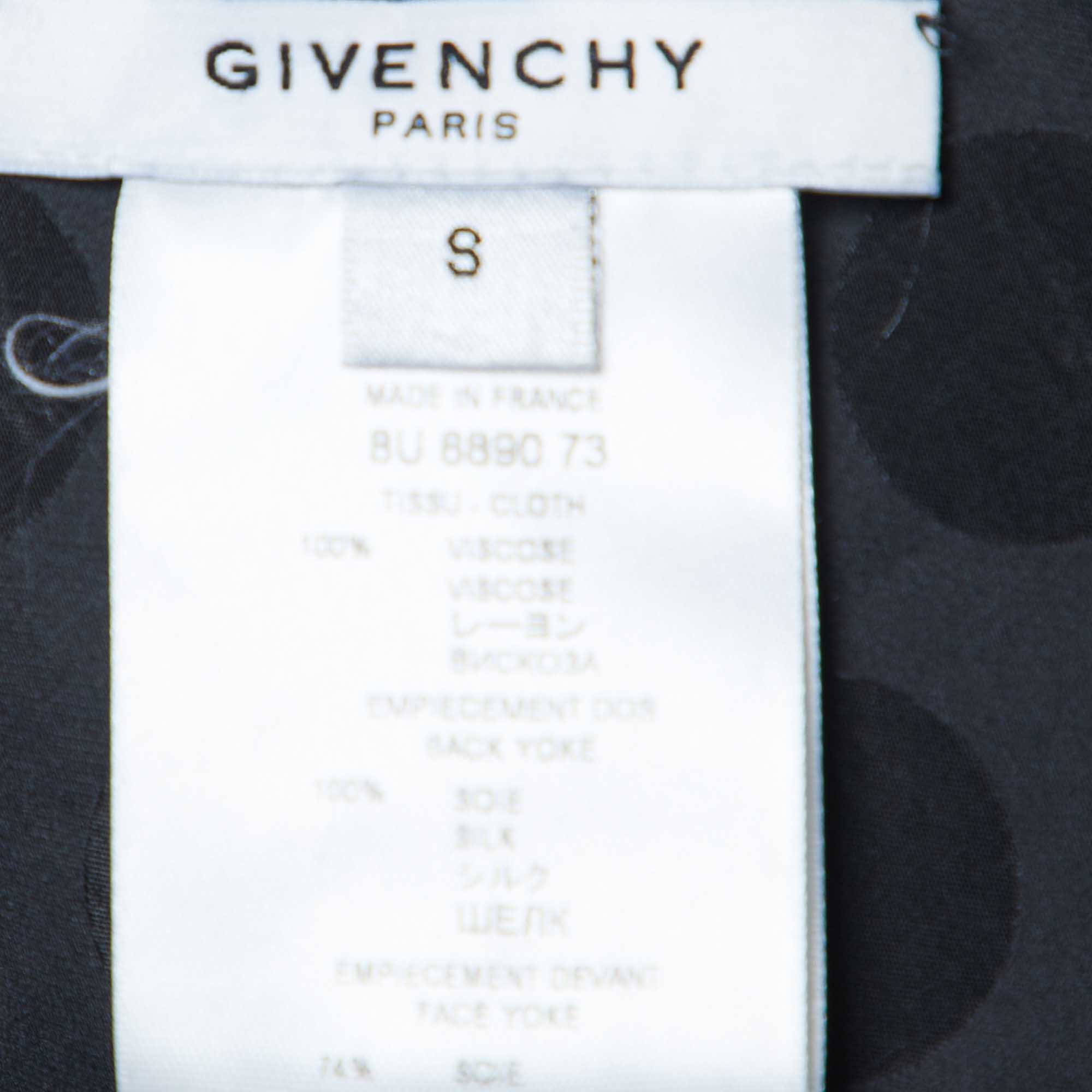 Givenchy Black Jersey And Silk Grommet Detail Asymmetric Top S