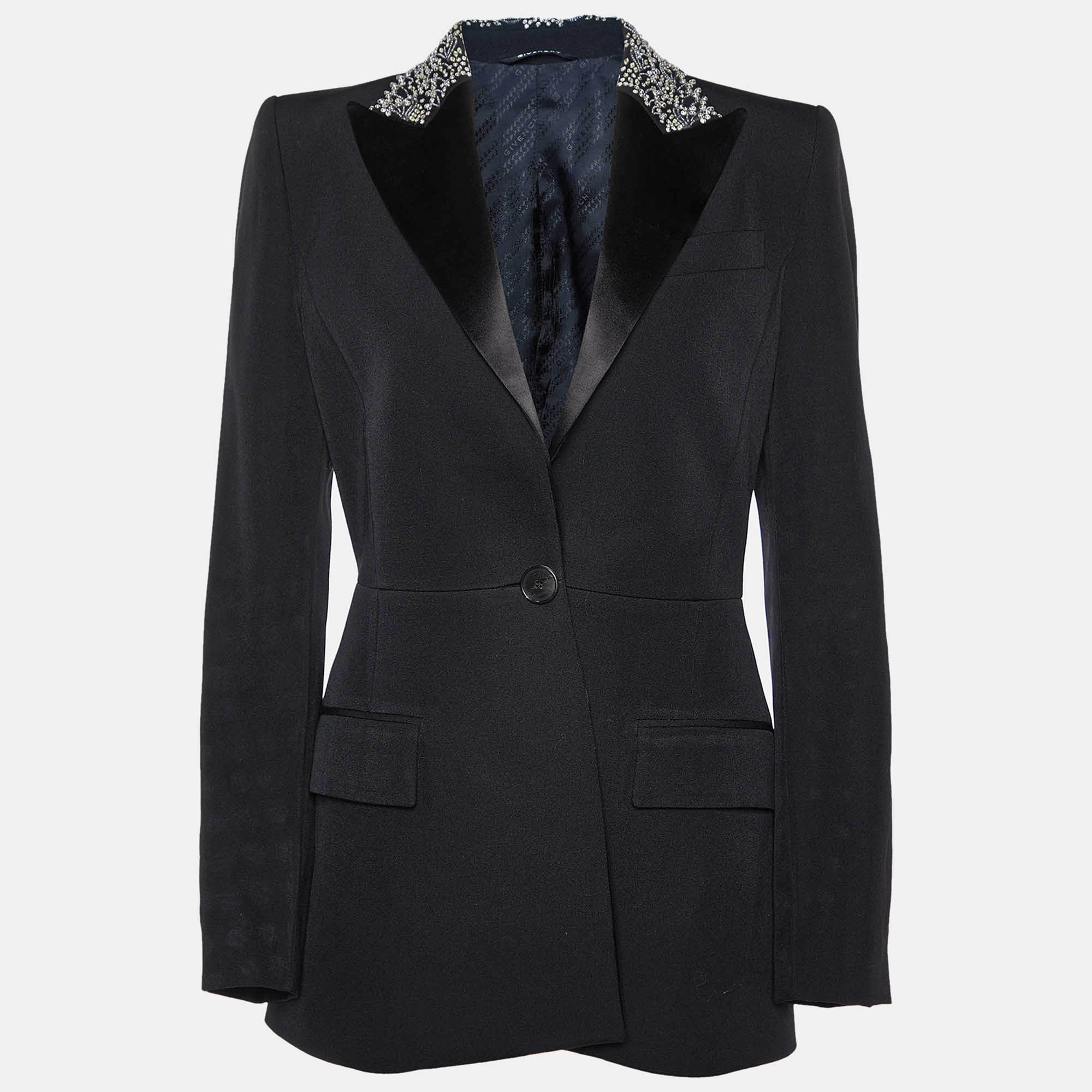 Givenchy black wool embellished single breasted blazer s