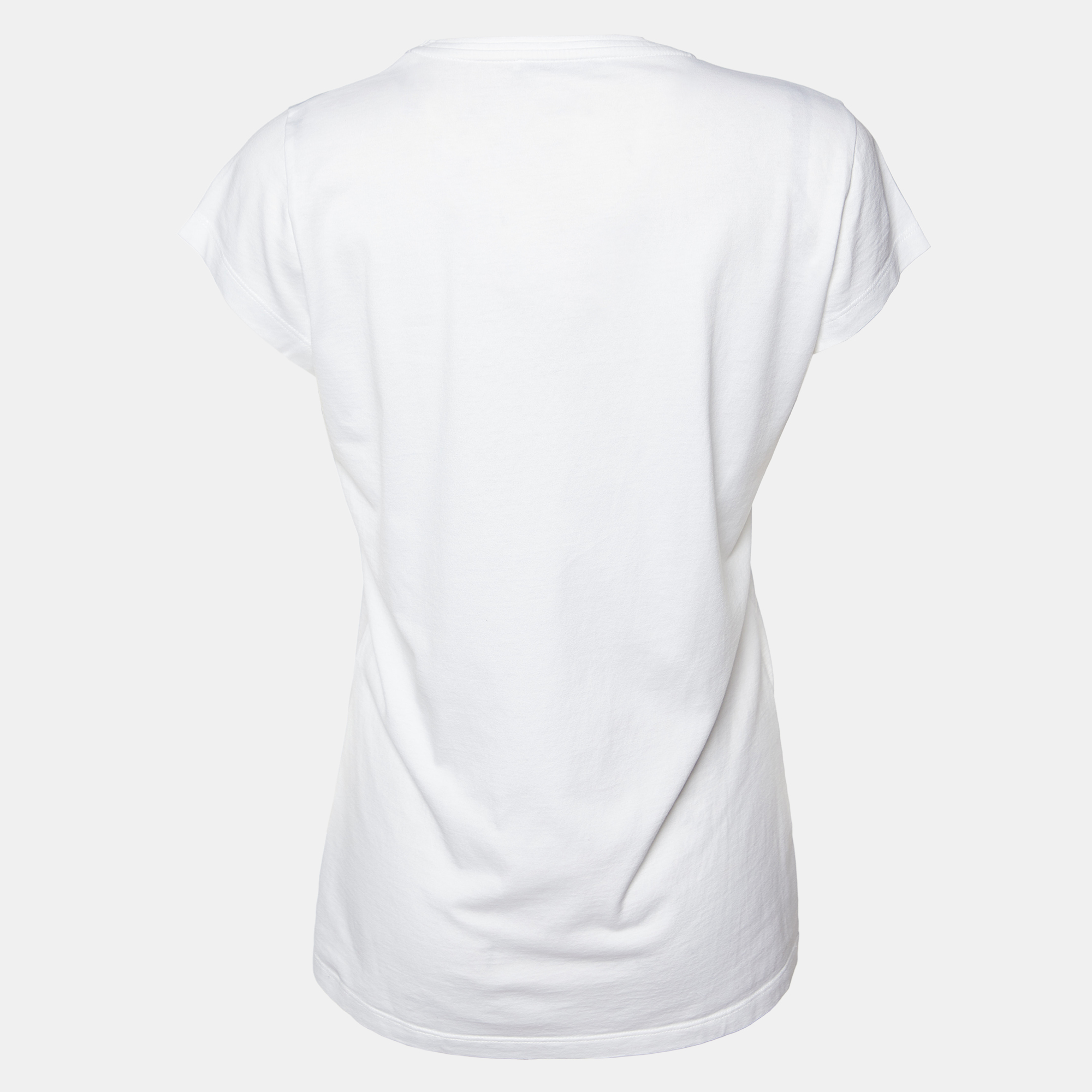 Givenchy White Printed Cotton Knit Round Neck T-Shirt L