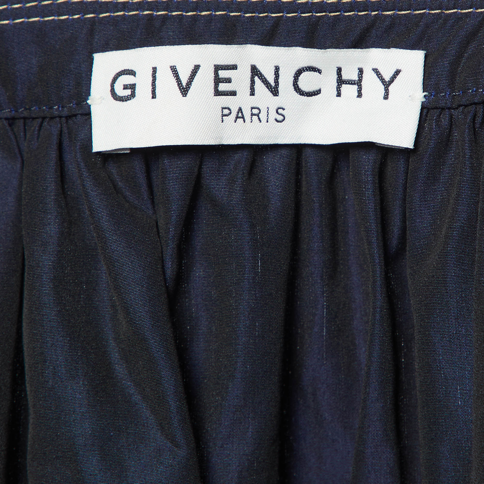 Givenchy Navy Blue Cotton Detailed Hook & Button Blouse L