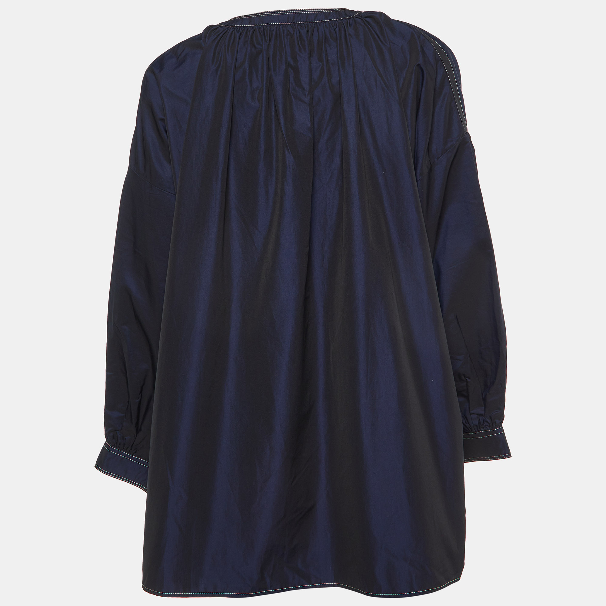 Givenchy Navy Blue Cotton Detailed Hook & Button Blouse L