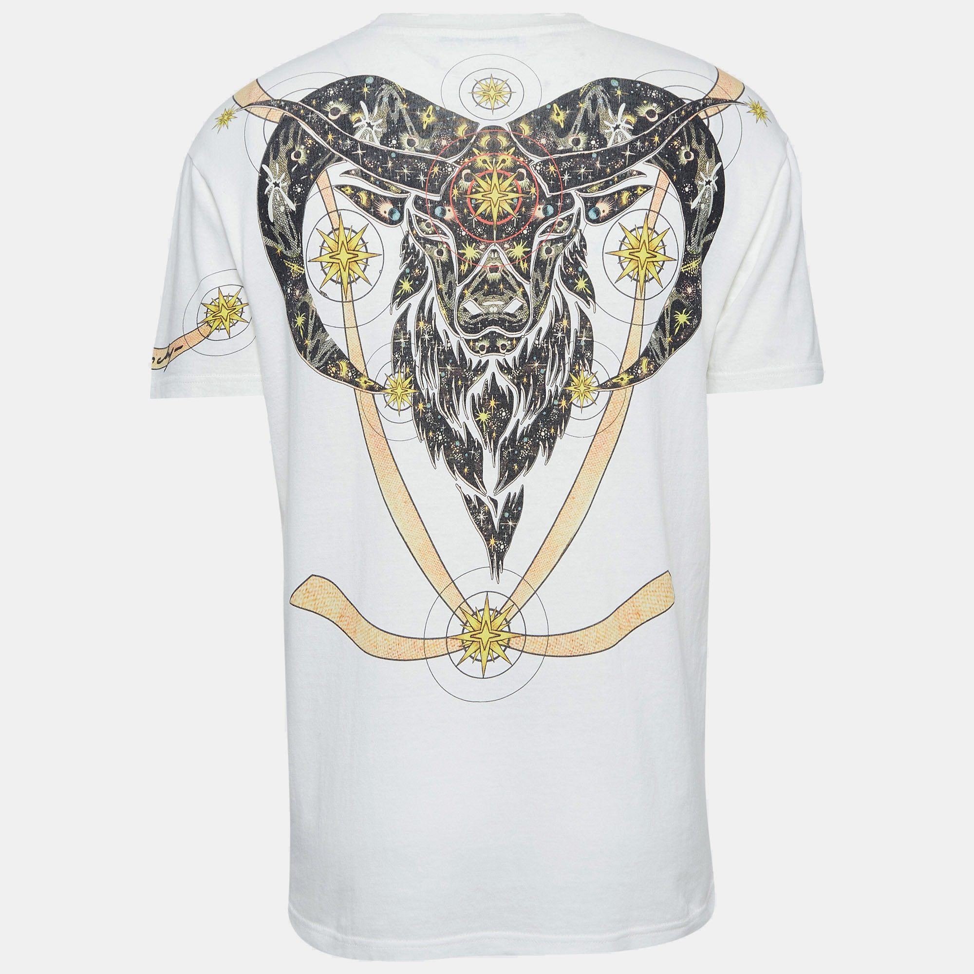 Givenchy White Goat Print Cotton Knit Crew Neck T-Shirt XS