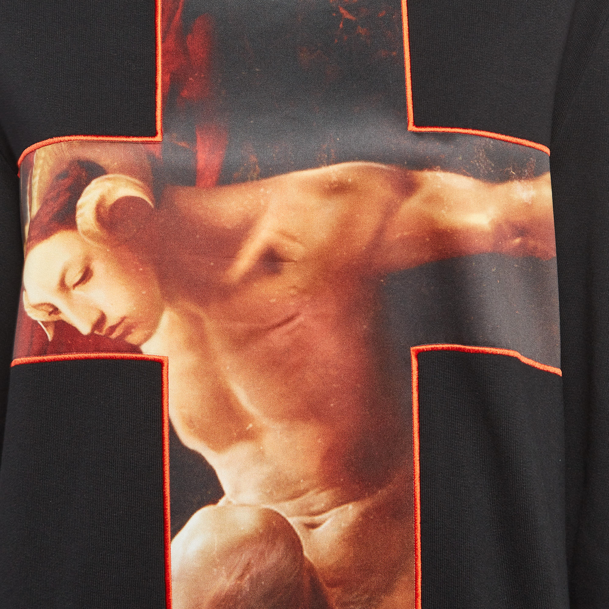 Givenchy Black Applique Faun Motif Cross Cotton Sweatshirt M