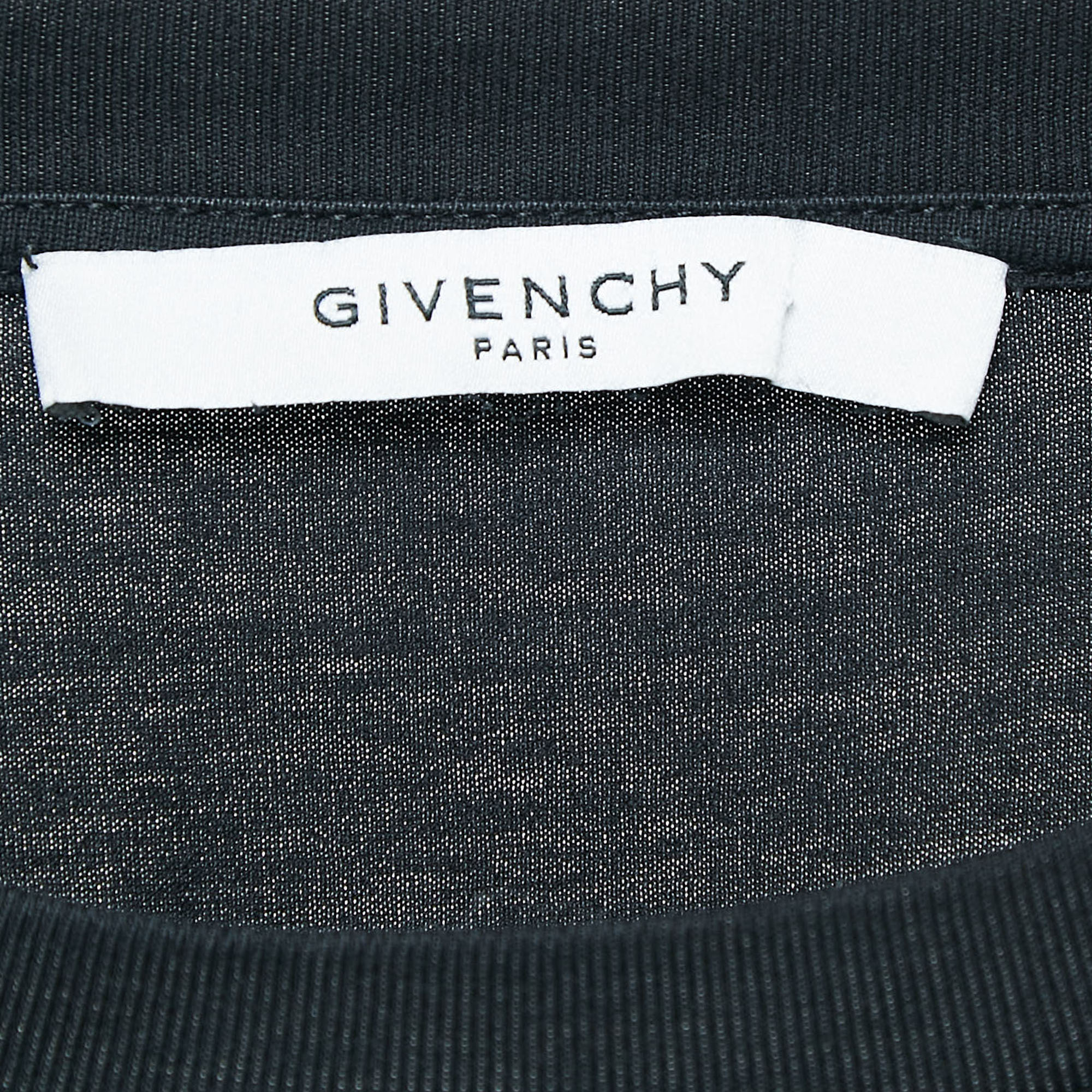 Givenchy Black Cotton Knit Logo Tape Trim Crew Neck T-Shirt XL