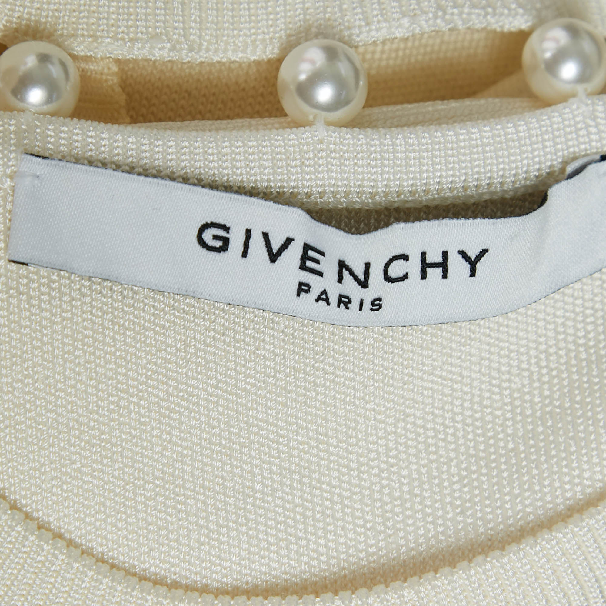 Givenchy Ivory Stretch Knit Pleated Midi Dress XS