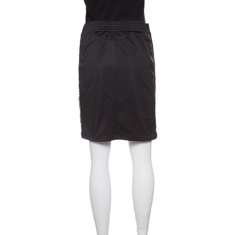 Givenchy Black Knit Drawstring Logo Panel Detail Skirt S
