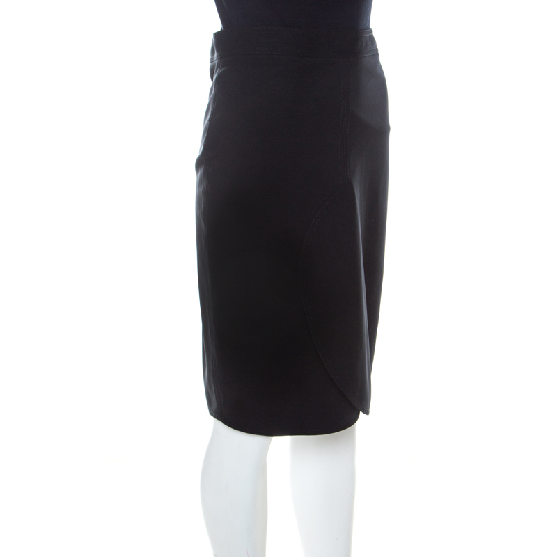 

Givenchy Black Stretch Crepe Curve Detail Pencil Skirt