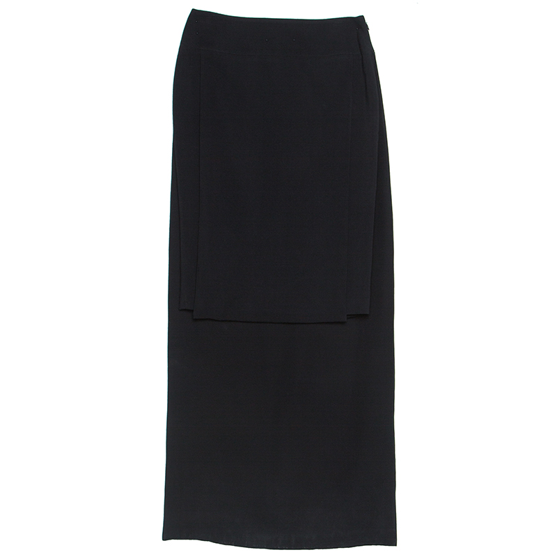 Image of Givenchy Black Crepe Asymmetric Pencil Skirt S