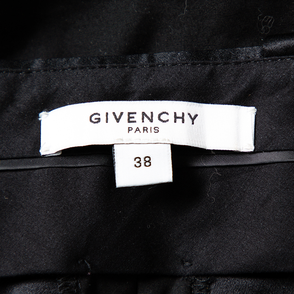 Givenchy Black Cotton & Lace Paneled Straight Leg Trousers M
